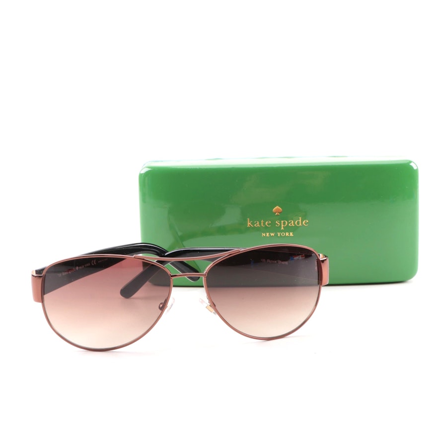 Kate Spade New York Flynn/s Aviator Style Sunglasses with Case