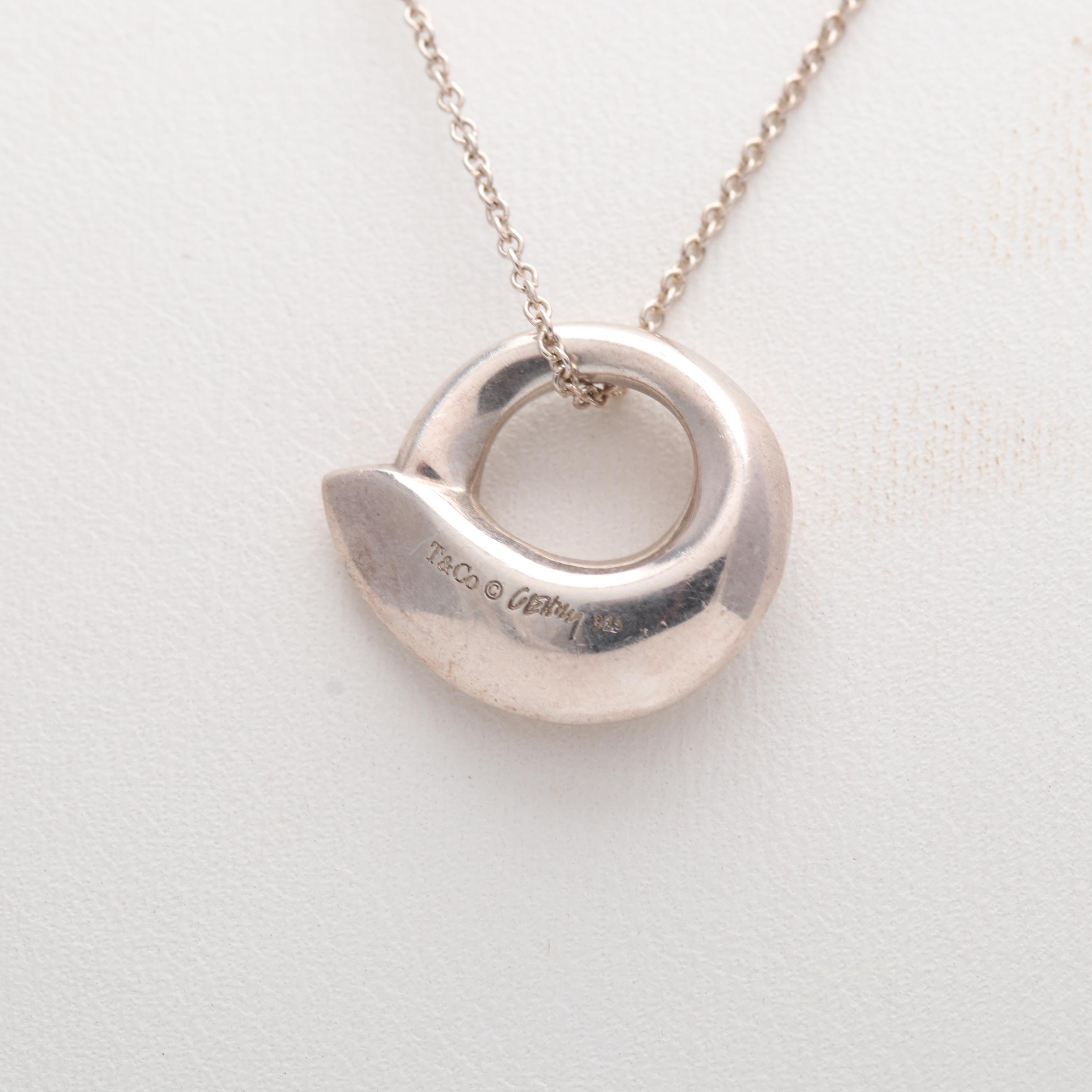 Tiffany & Co. Frank Gehry Sterling Silver Open Circle Pendant Necklace