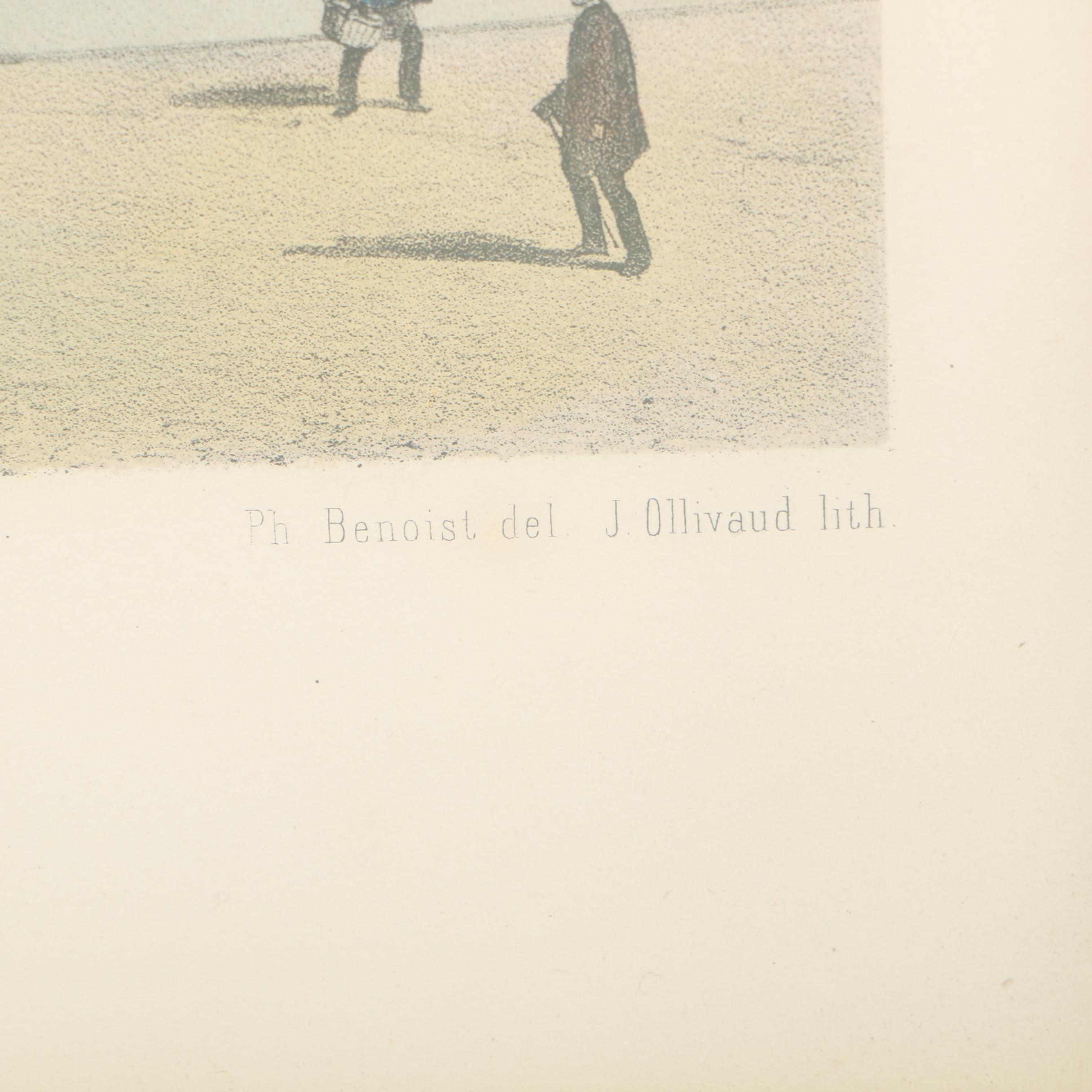 Hand-Colored Lithograph "Eglise St. Sulpice"