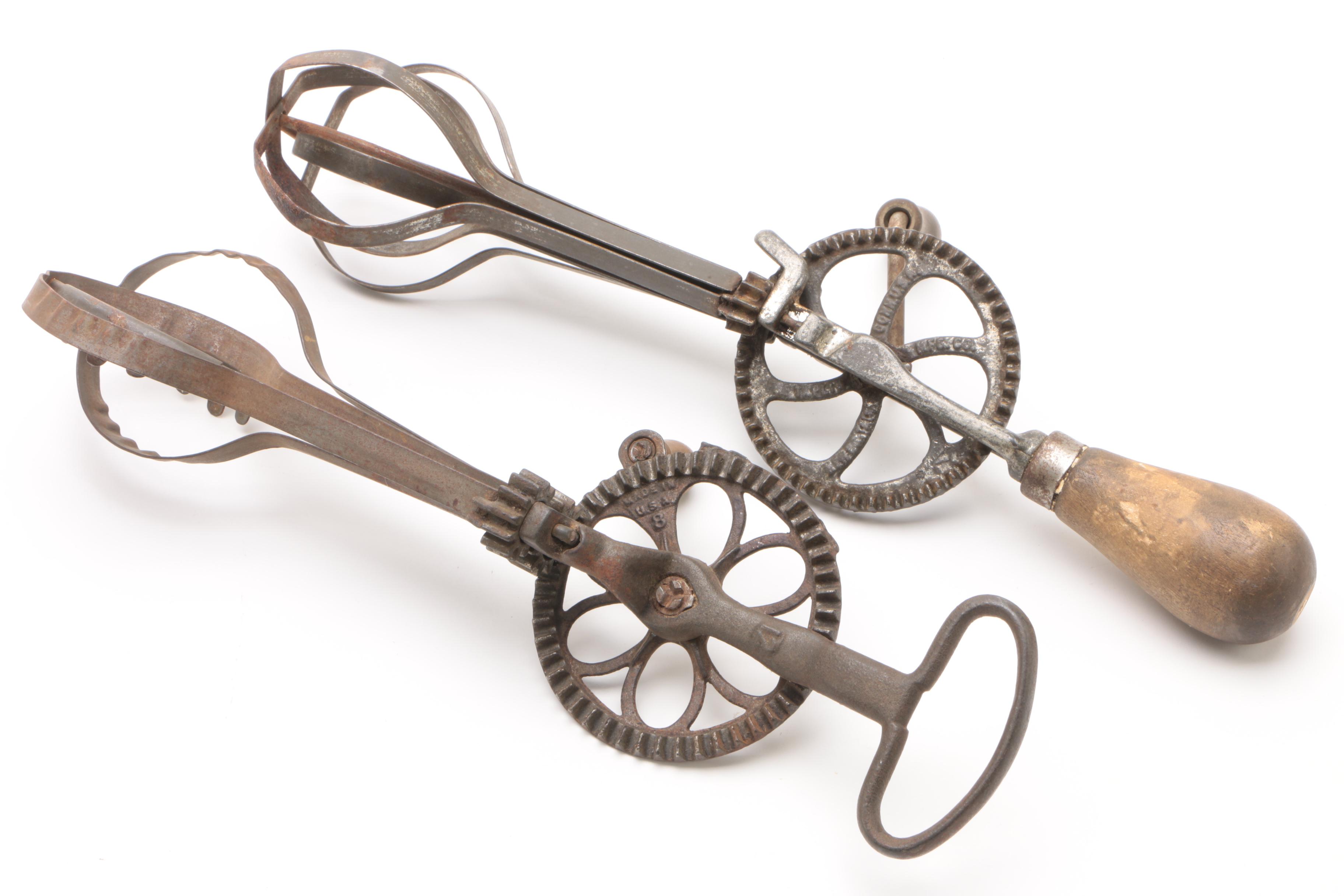Antique Egg Beaters and Egg Carton