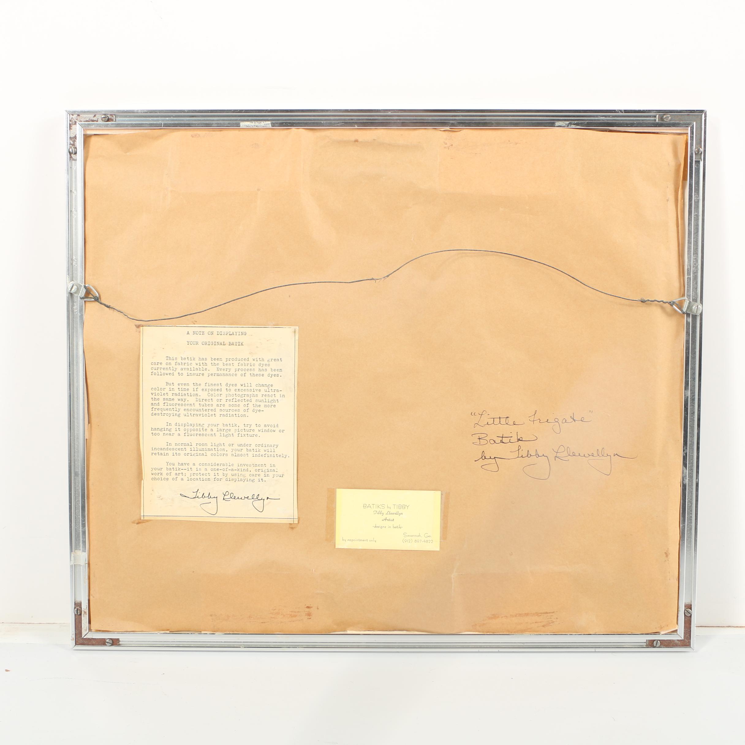 1974 Tibby Llewellyn Signed "Little Frigate" Batik in Frame