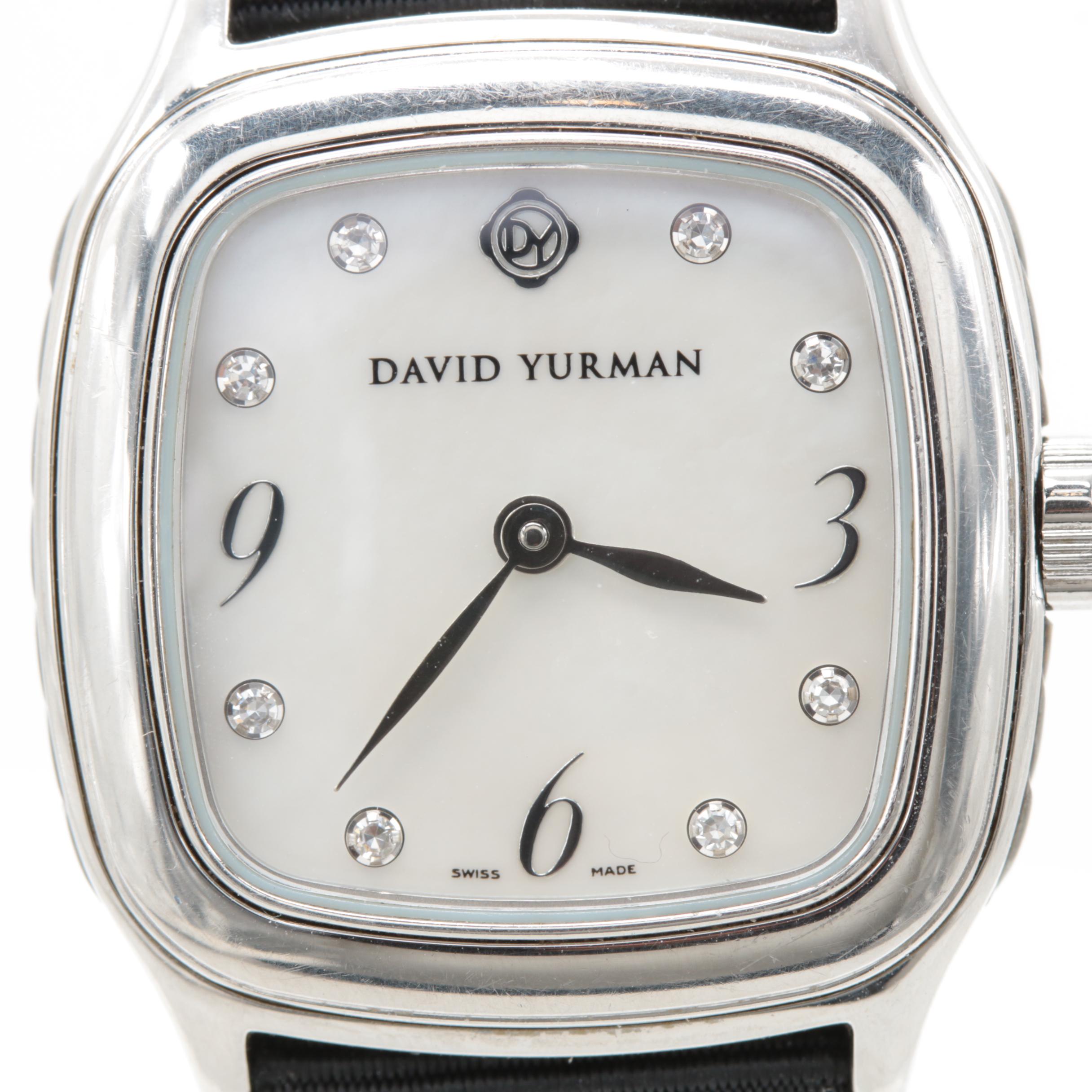 David Yurman "Thoroughbred" Mother of Pearl and Diamond Watch