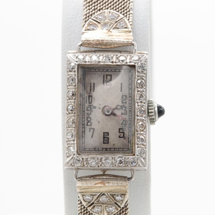 Platinum and 14K White Gold Diamond Wristwatch