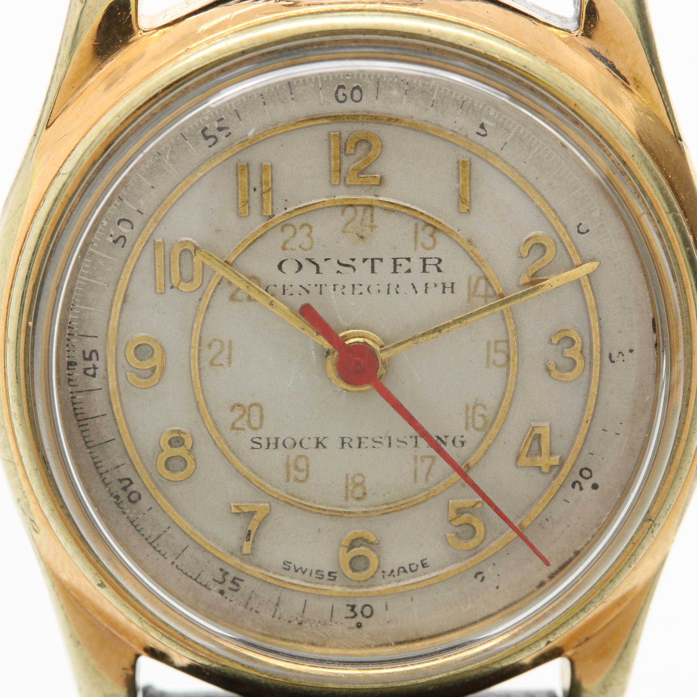 Circa 1940s Rolex Oyster Centregraph Stainless Steel Watch