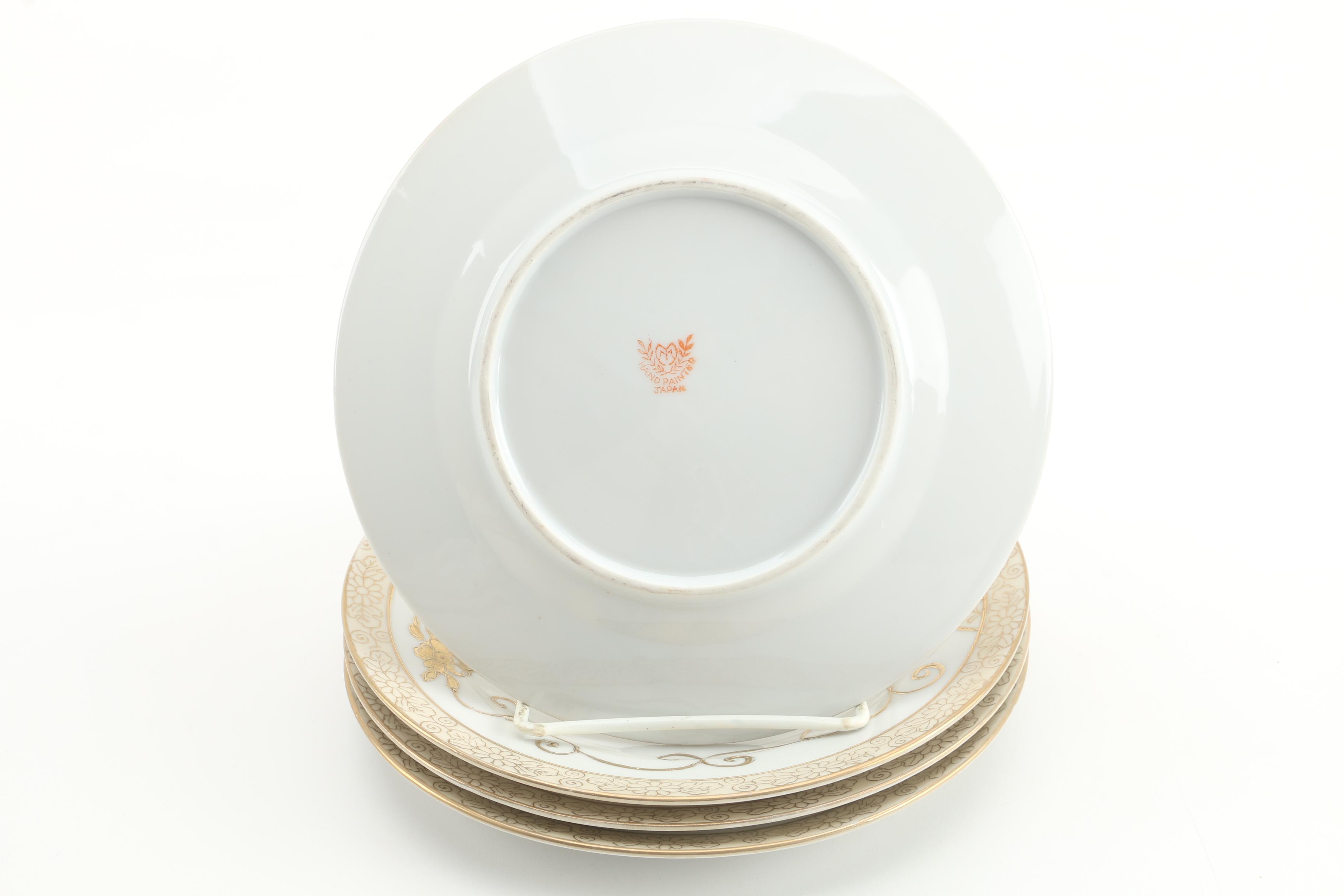 Moriyama Mori-machi Japanese Hand-Painted Gilt Porcelain Tea Set