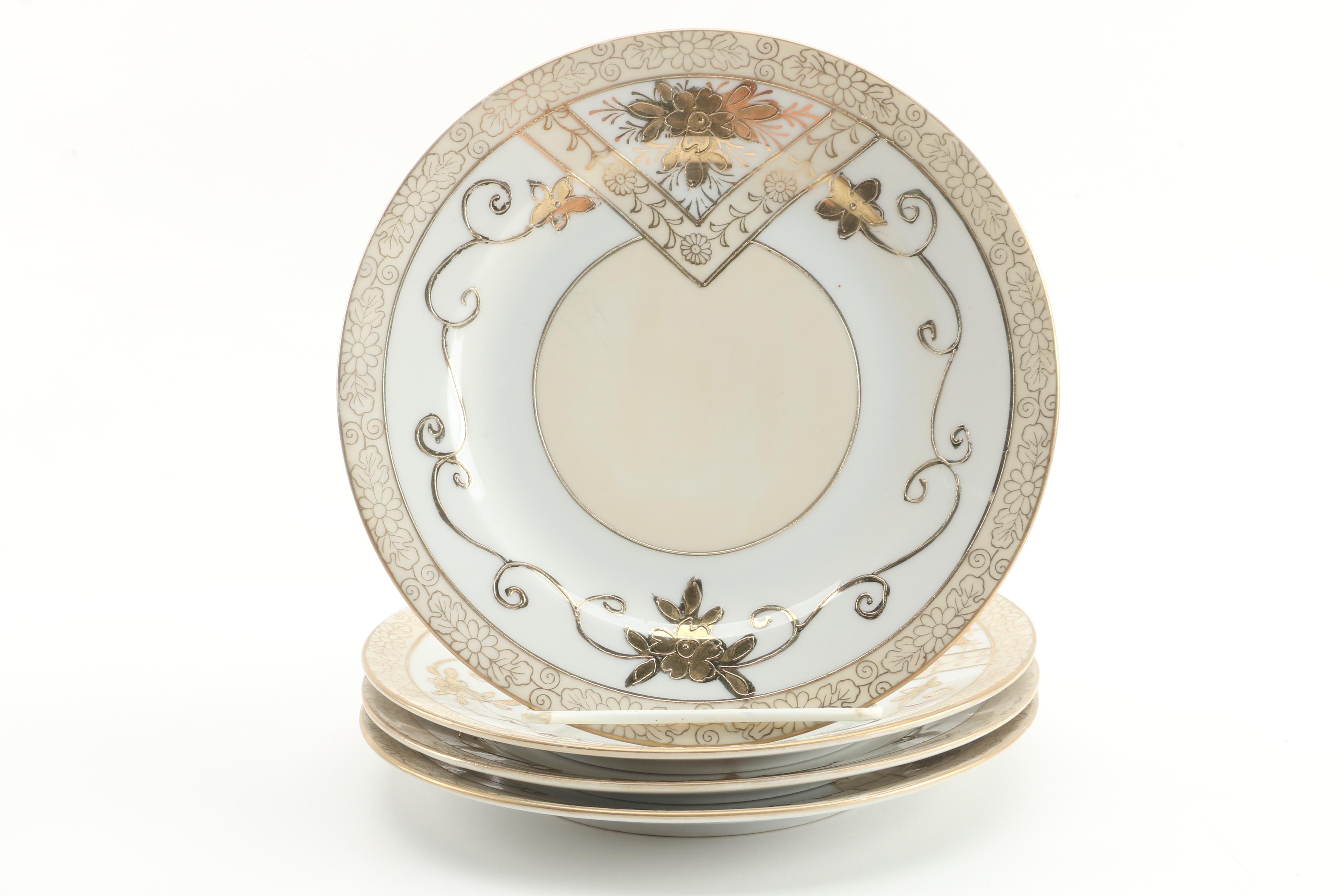 Moriyama Mori-machi Japanese Hand-Painted Gilt Porcelain Tea Set