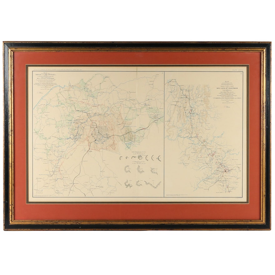 Map Illustrating the Siege of Atlanta GA by the United States Forces