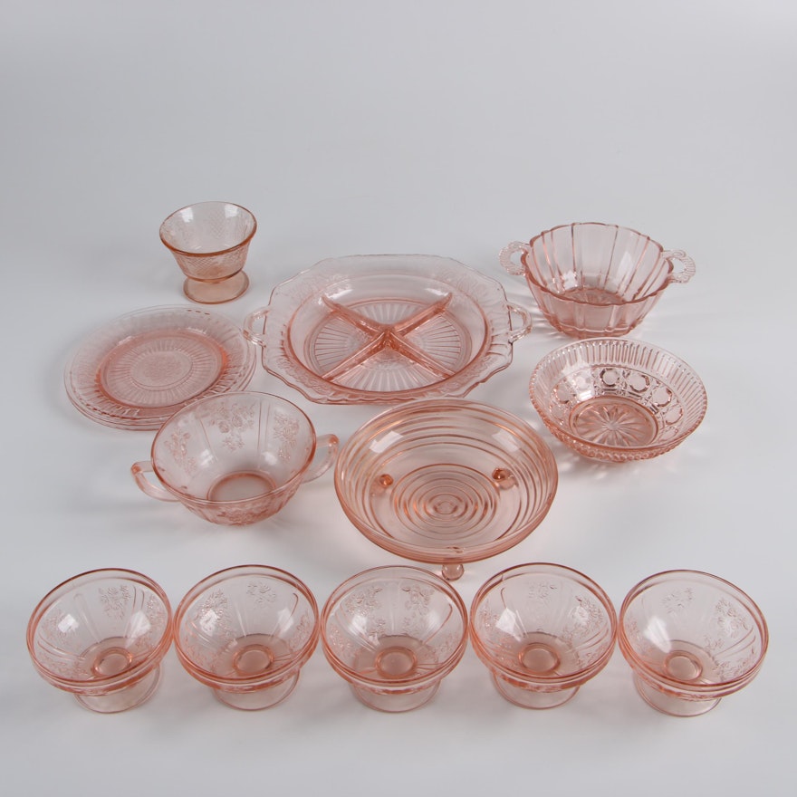 Pink Depression Dinnerware featuring Federal Glass "Sharon Pink"