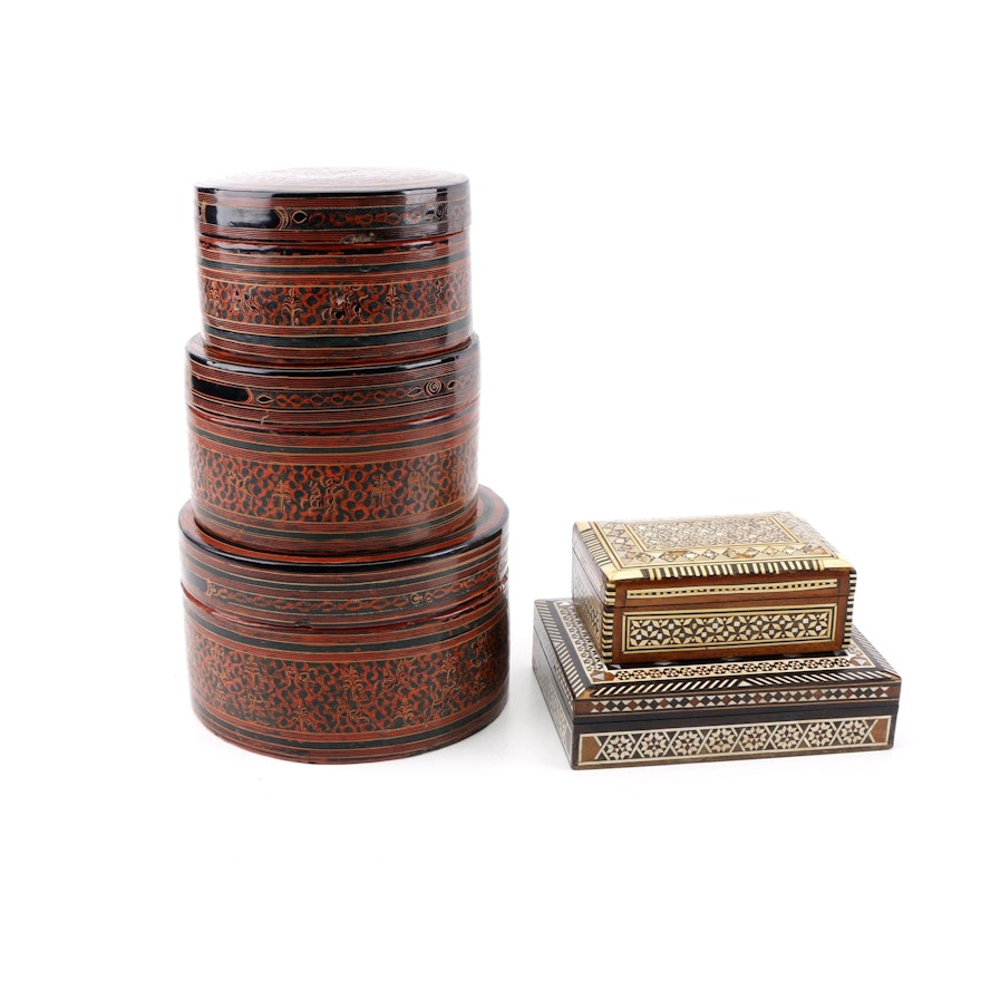 Inlay and Lacquered Decorative Boxes