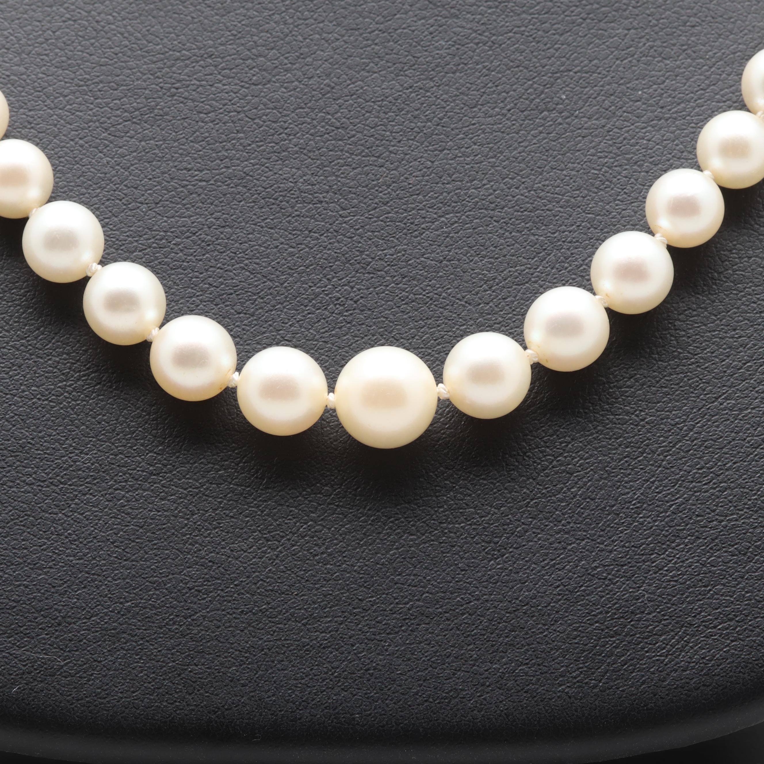 Vintage Mikimoto Sterling Silver Cultured Pearl Necklace