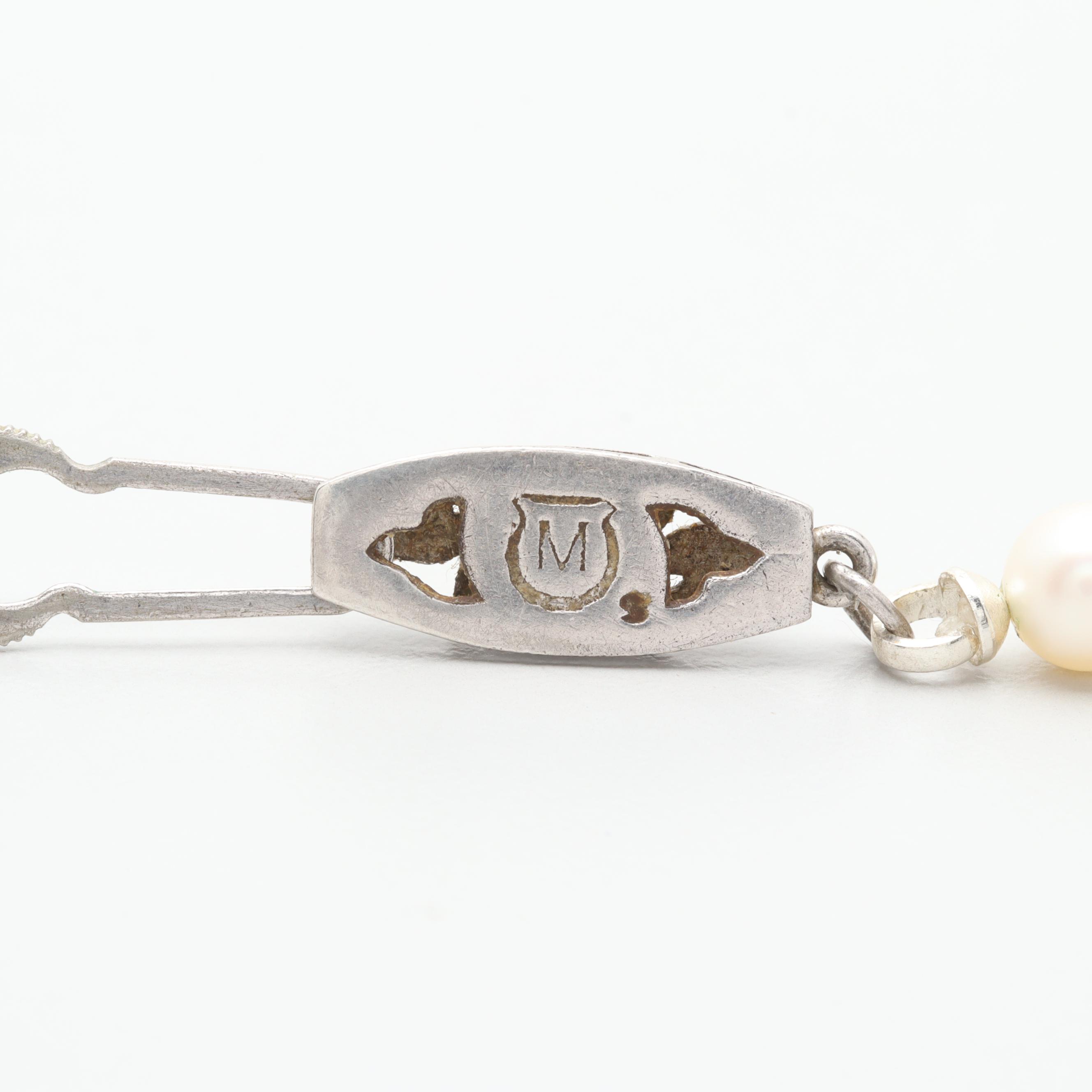 Vintage Mikimoto Sterling Silver Cultured Pearl Necklace