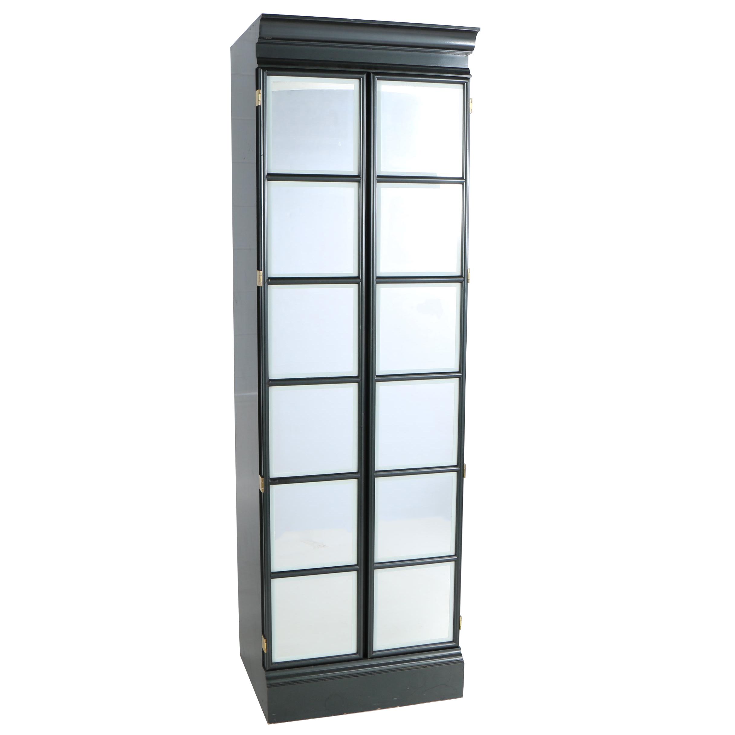 Storage Cabinet with Mirrored Doors and Lighted Top