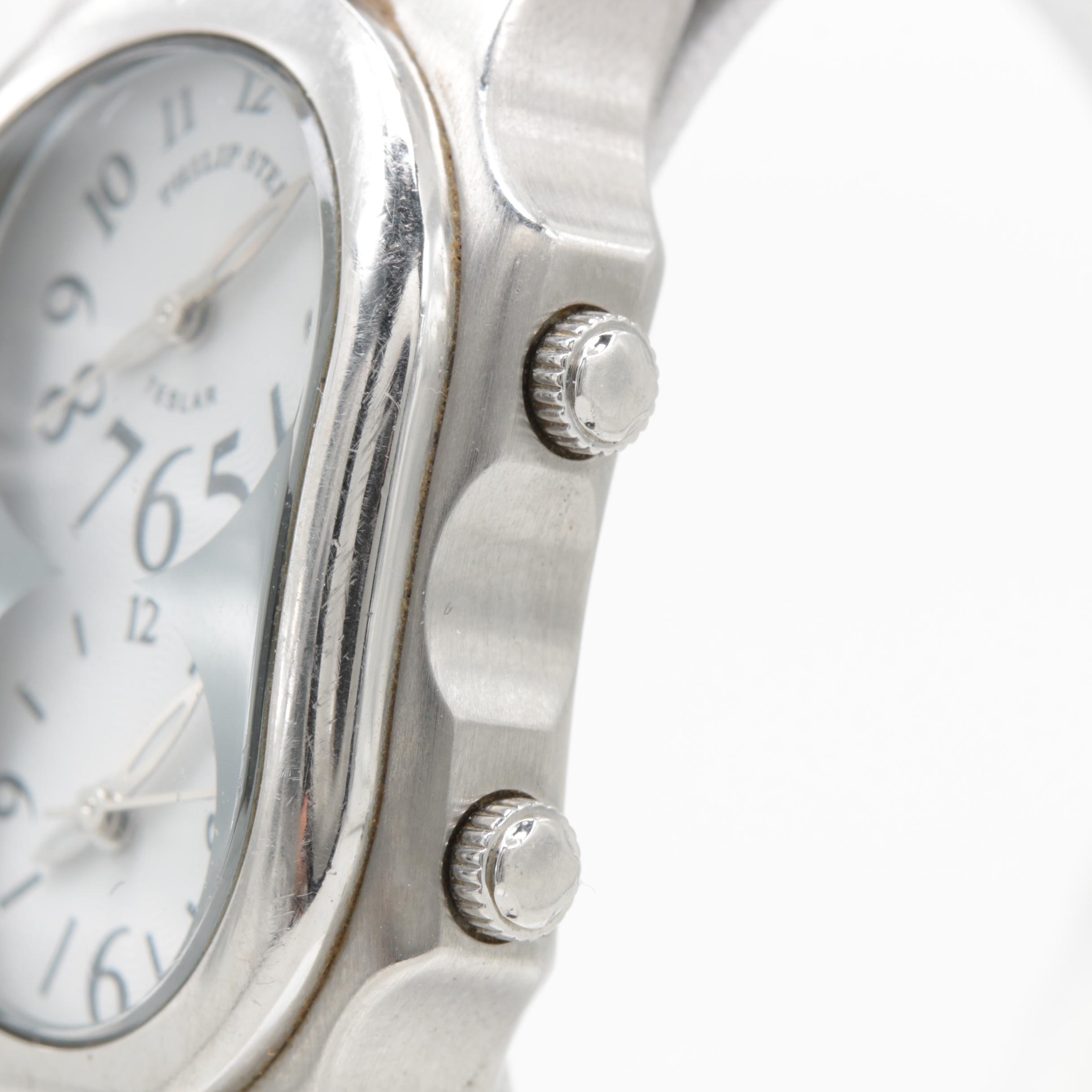 Philip Stein Teslar Dual Time Stainless Steel Watch