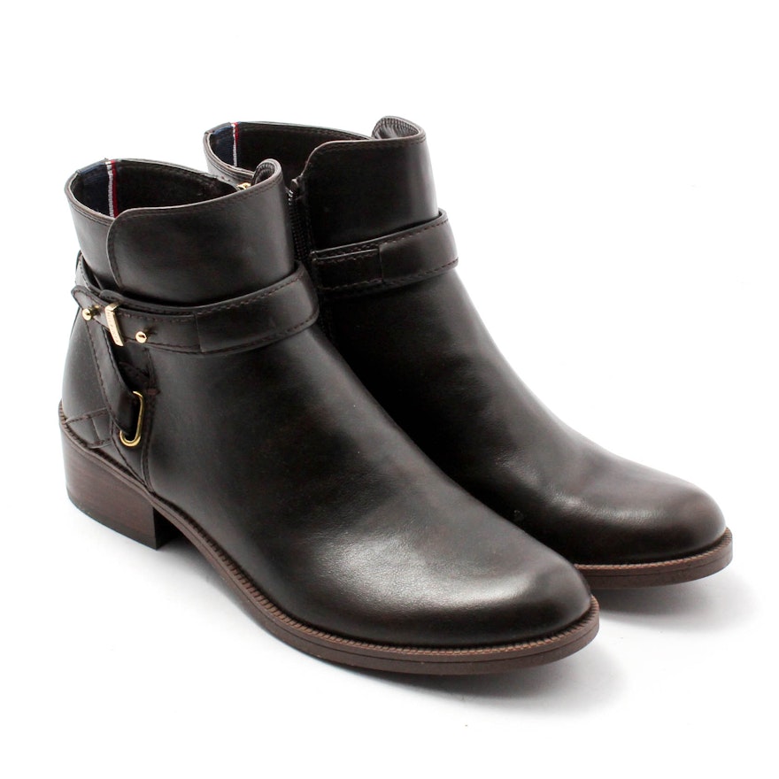 Tommy Hilfiger Black Leather Ankle Boots