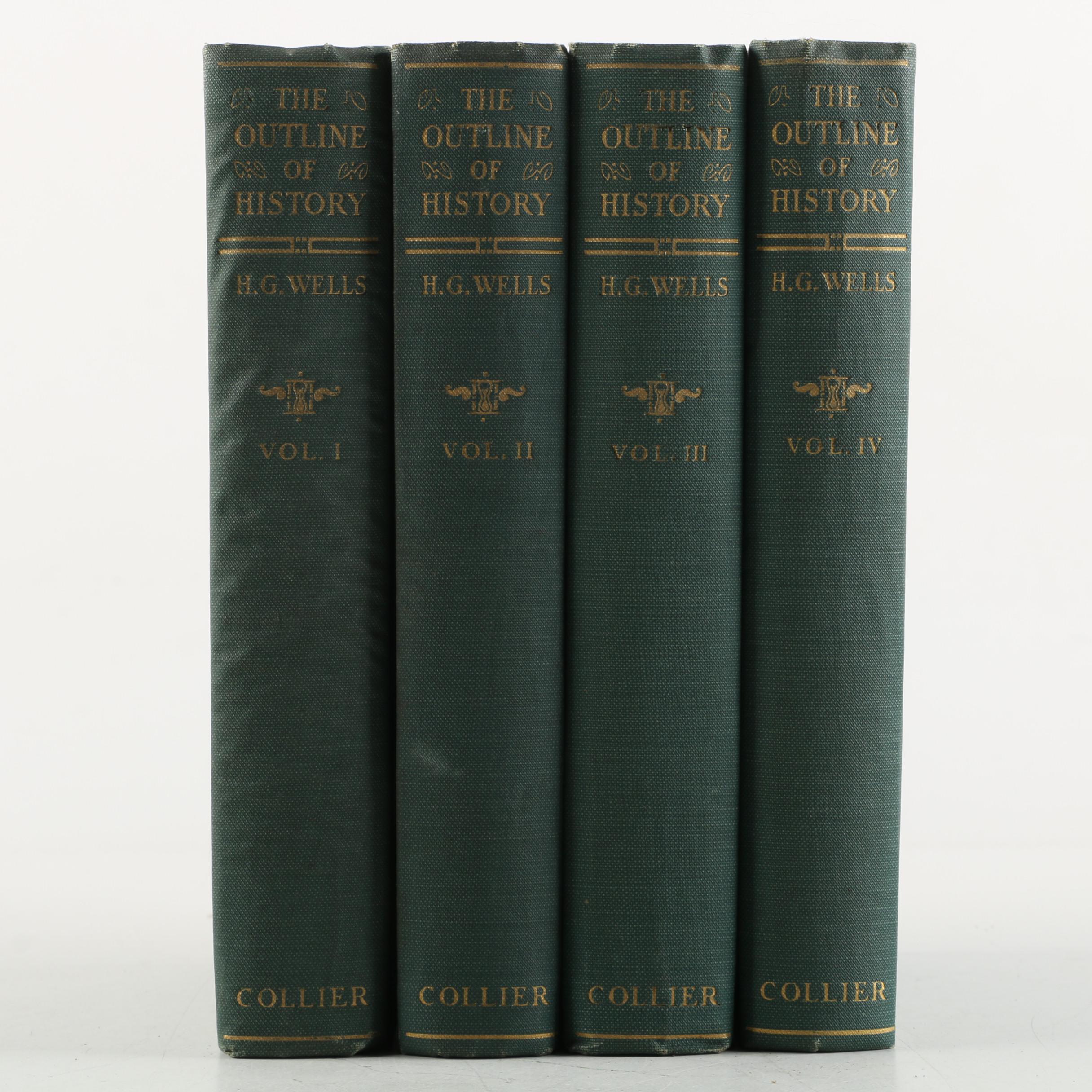 1922 "The Outline of History" by H. G. Wells in Four Volumes