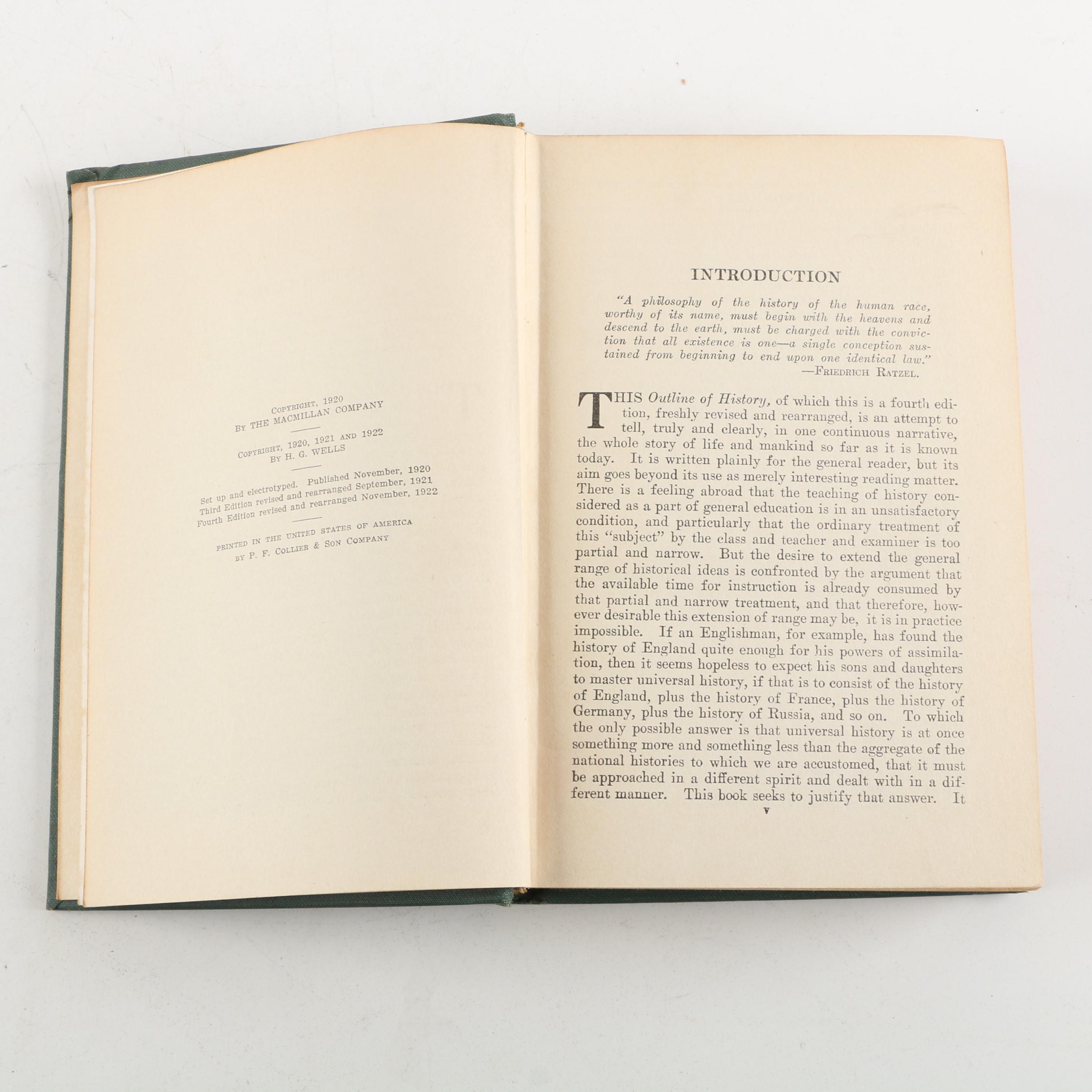 1922 "The Outline of History" by H. G. Wells in Four Volumes