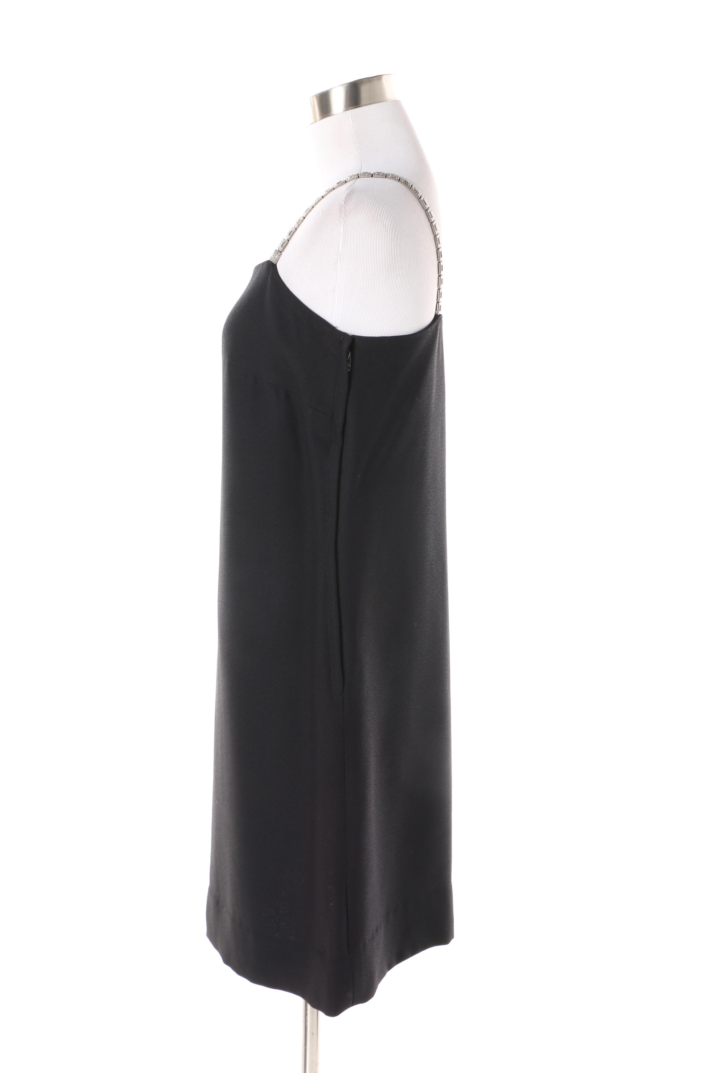 Circa 1960s Vintage Felix Safian Black Cocktail Dress w/ Marcasite Style Straps