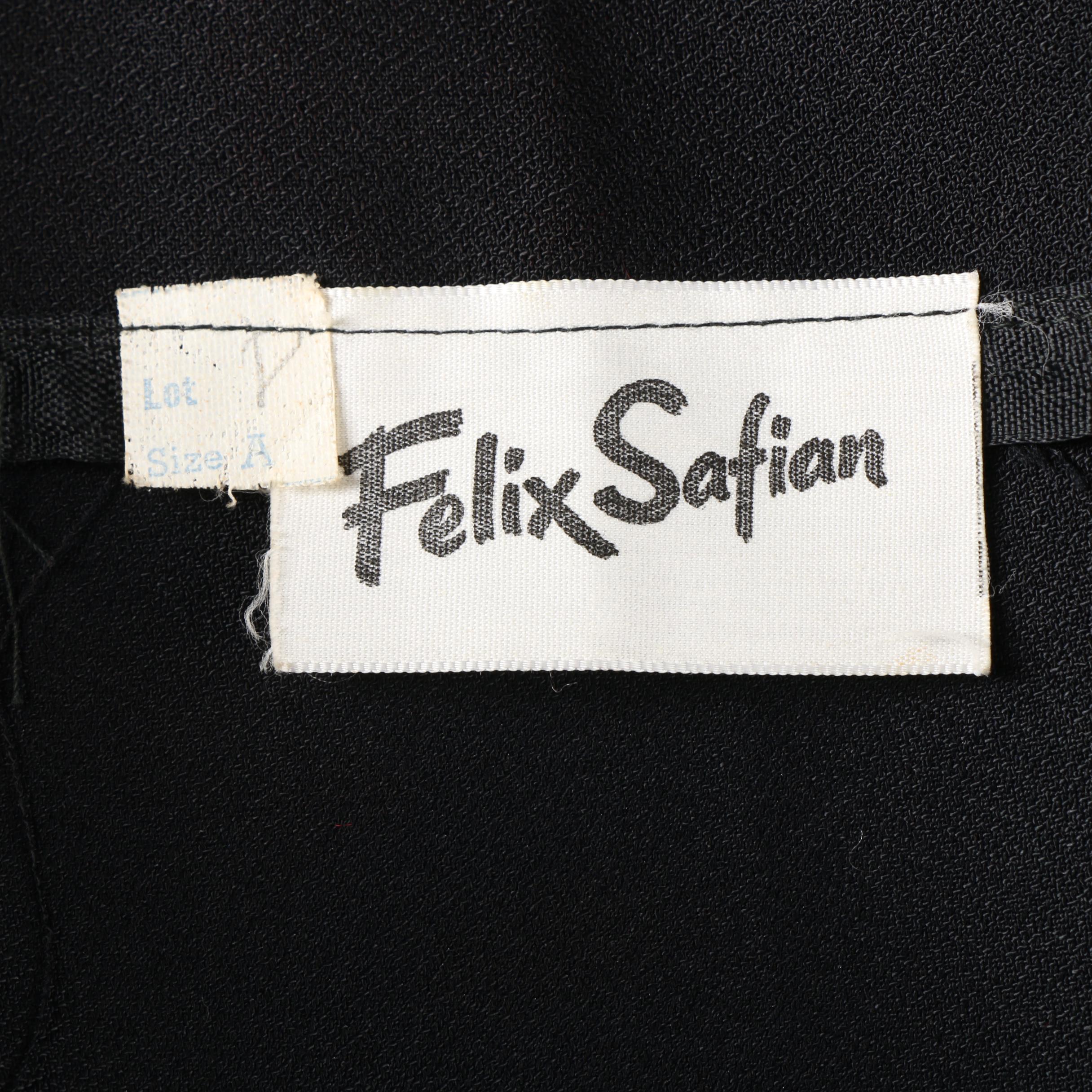 Circa 1960s Vintage Felix Safian Black Cocktail Dress w/ Marcasite Style Straps