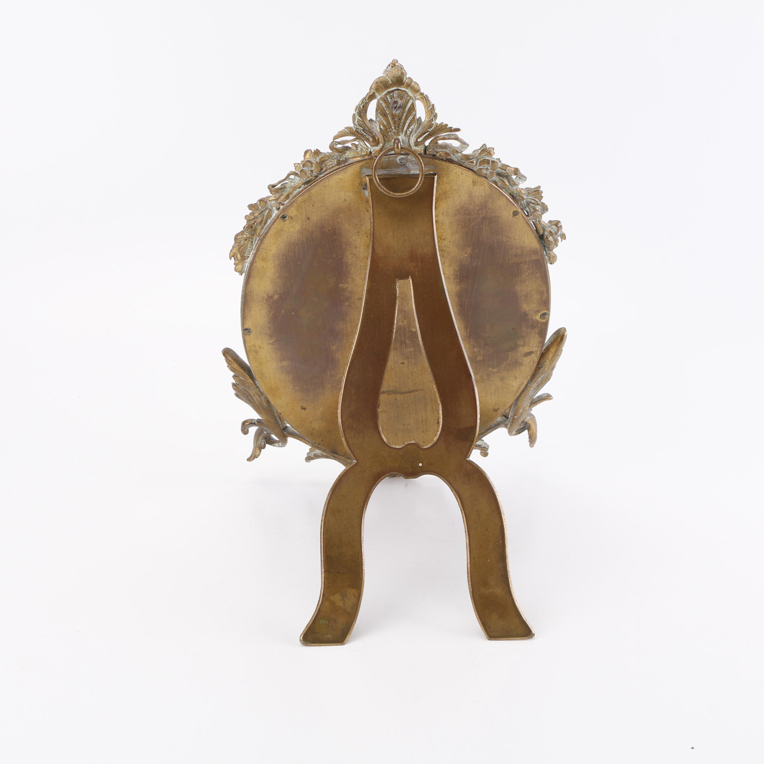 Vintage Baroque Style Brass Cherub Motif Vanity Mirror