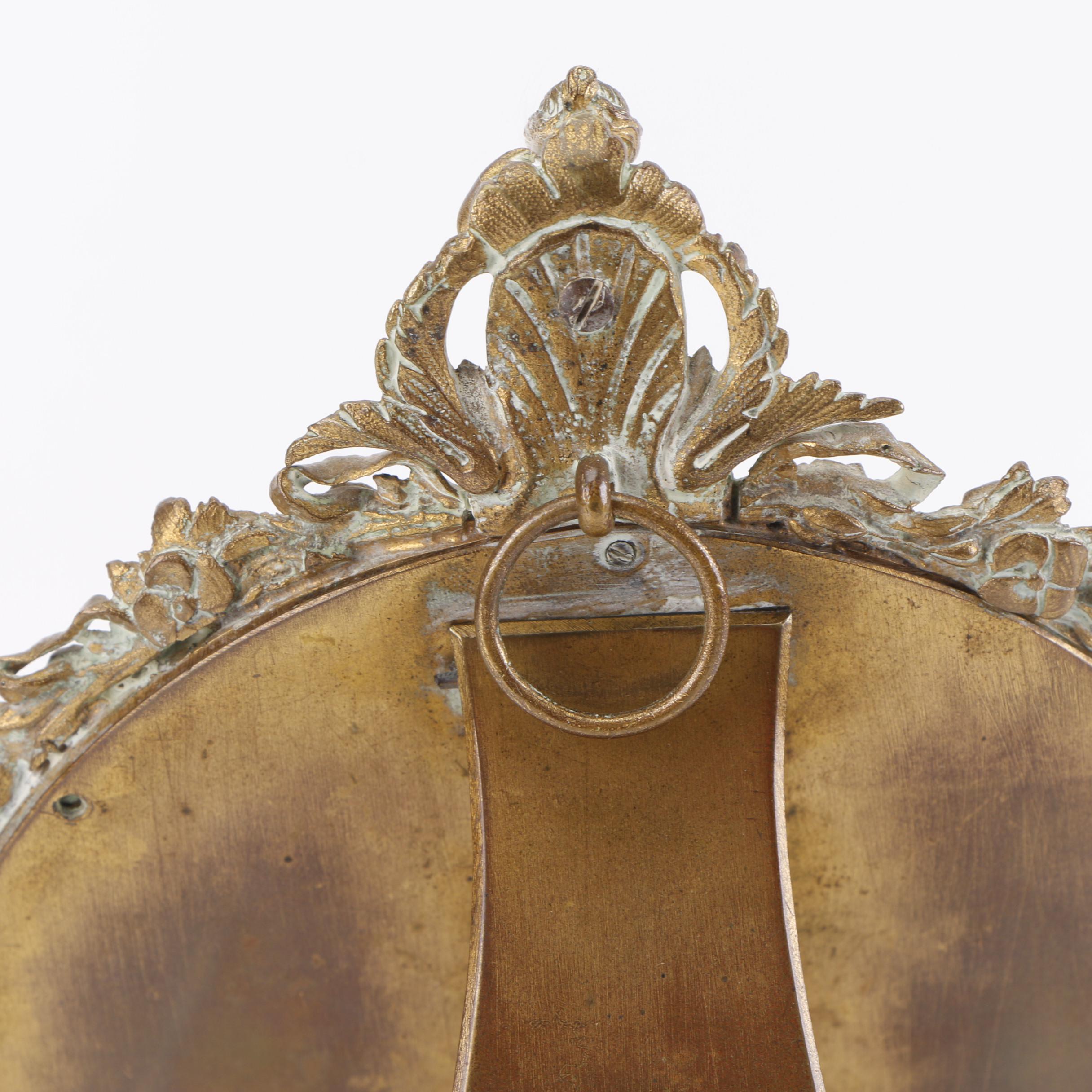 Vintage Baroque Style Brass Cherub Motif Vanity Mirror