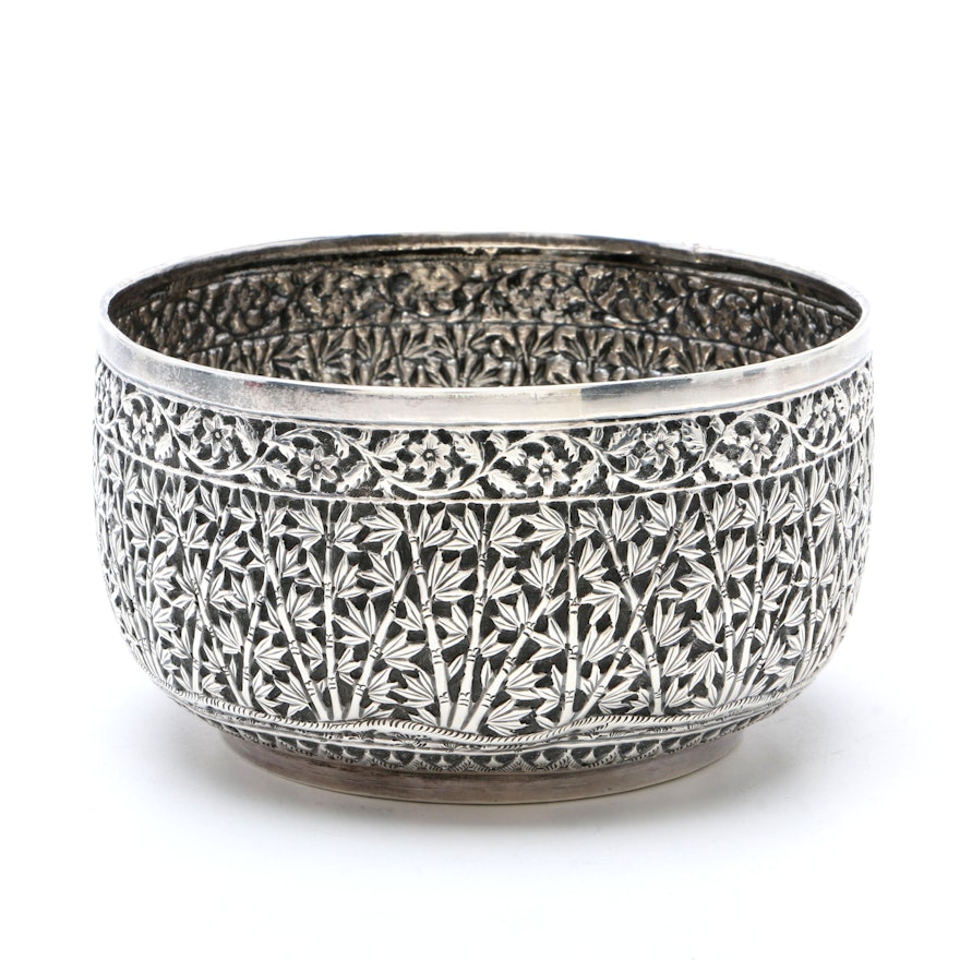 East Asian Sterling Silver Repoussé Bowl