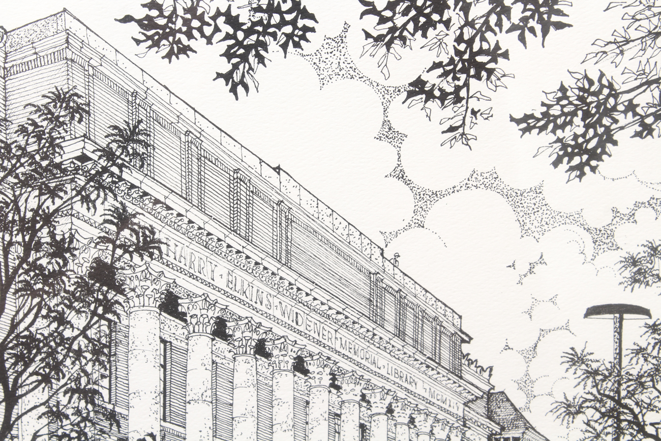 Signed Framed Print of "Harvard Yard in Autumn" by Rich Ahern