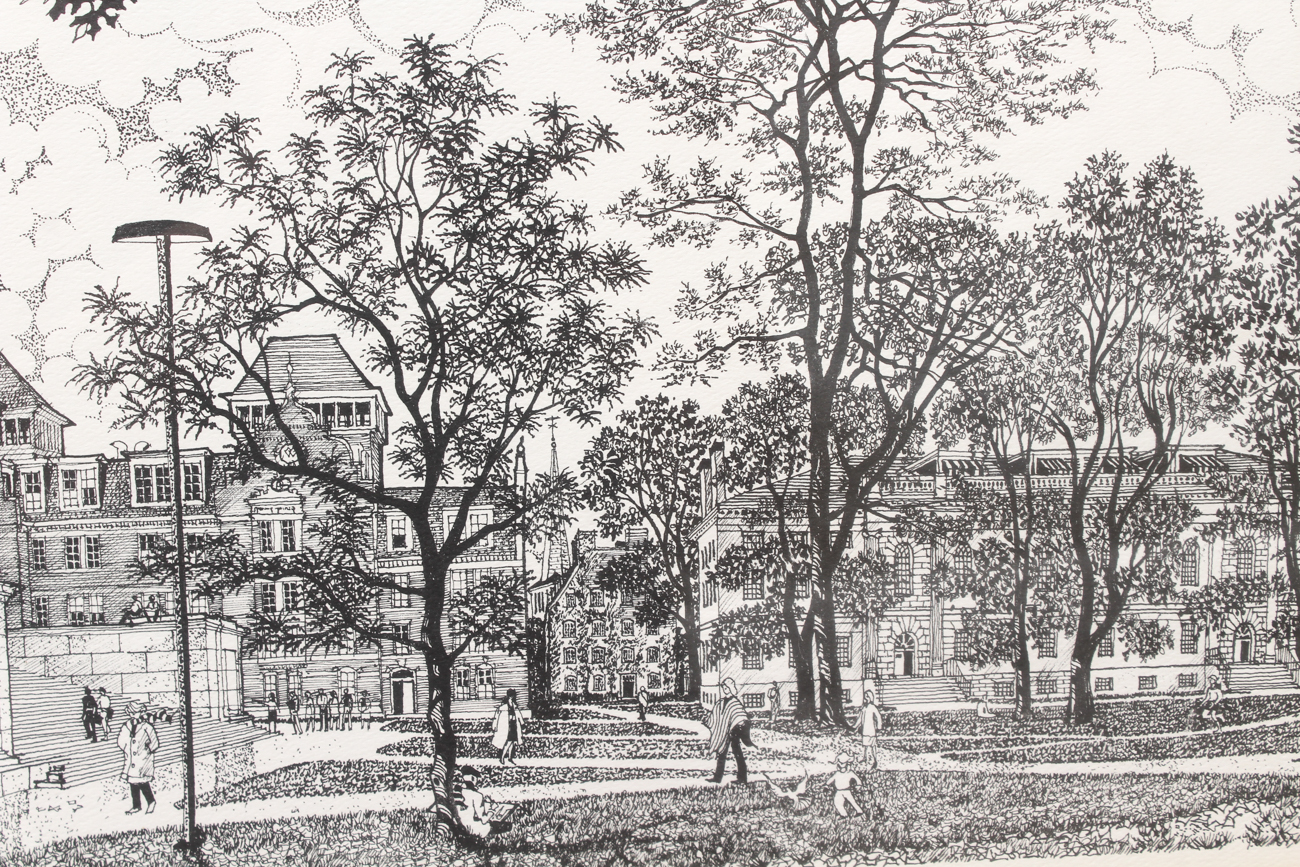 Signed Framed Print of "Harvard Yard in Autumn" by Rich Ahern