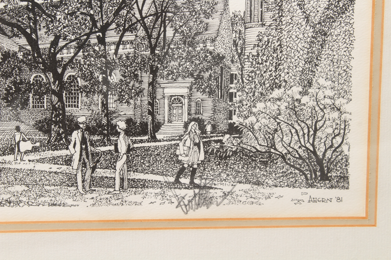 Signed Framed Print of "Harvard Yard in Autumn" by Rich Ahern