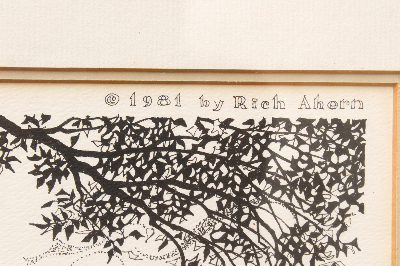 Signed Framed Print of "Harvard Yard in Autumn" by Rich Ahern