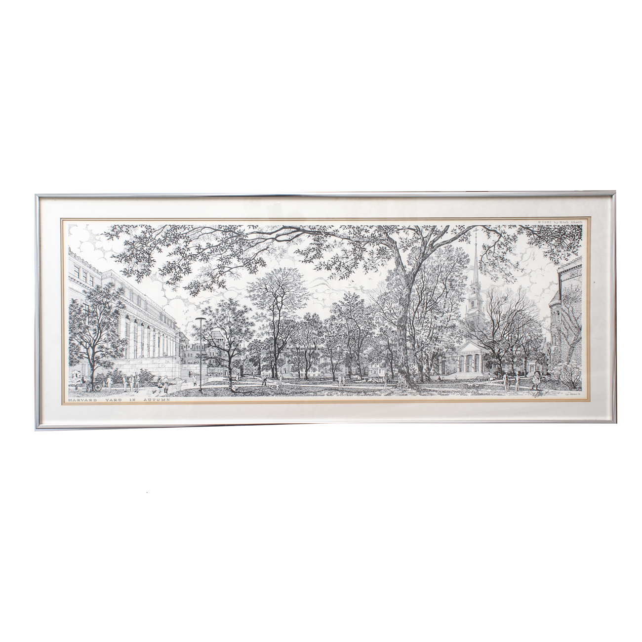 Signed Framed Print of "Harvard Yard in Autumn" by Rich Ahern