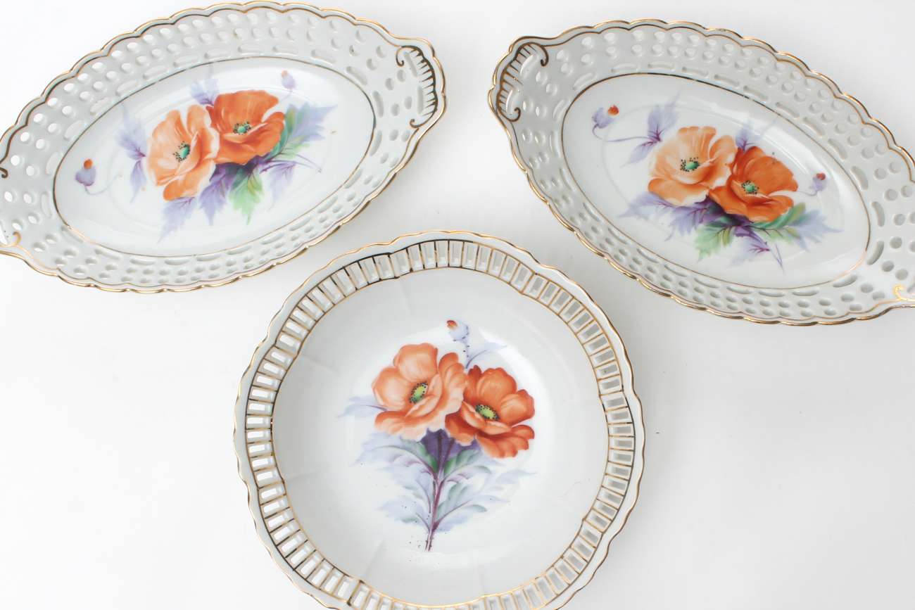 Schrvarzenhammer and Vintage Reticulated Porcelain Plates