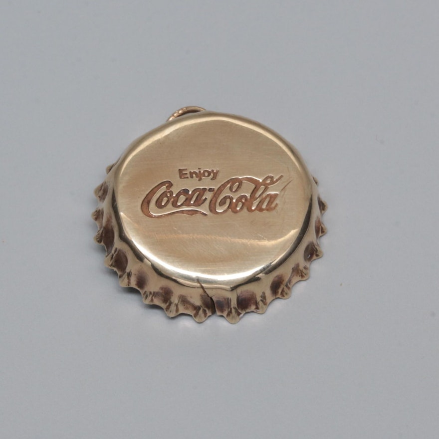 10K Yellow Gold Coca-Cola Bottle Cap Charm Pendant