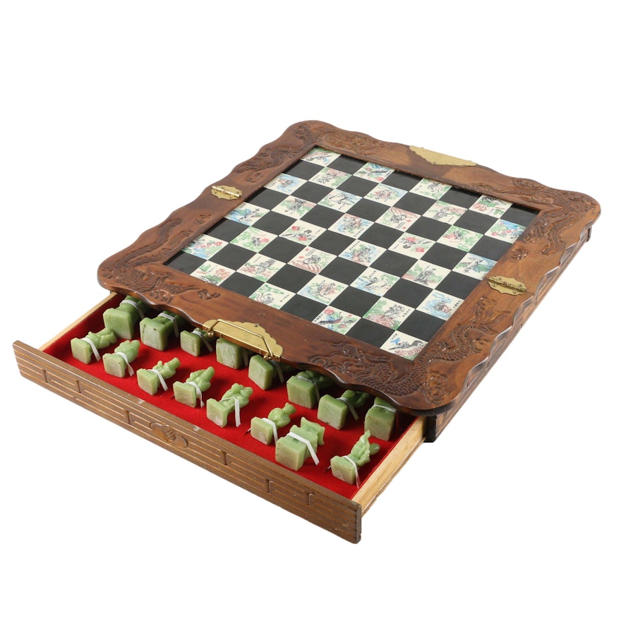 Chinese Travel Chess Set with Cast Resin Game Pieces