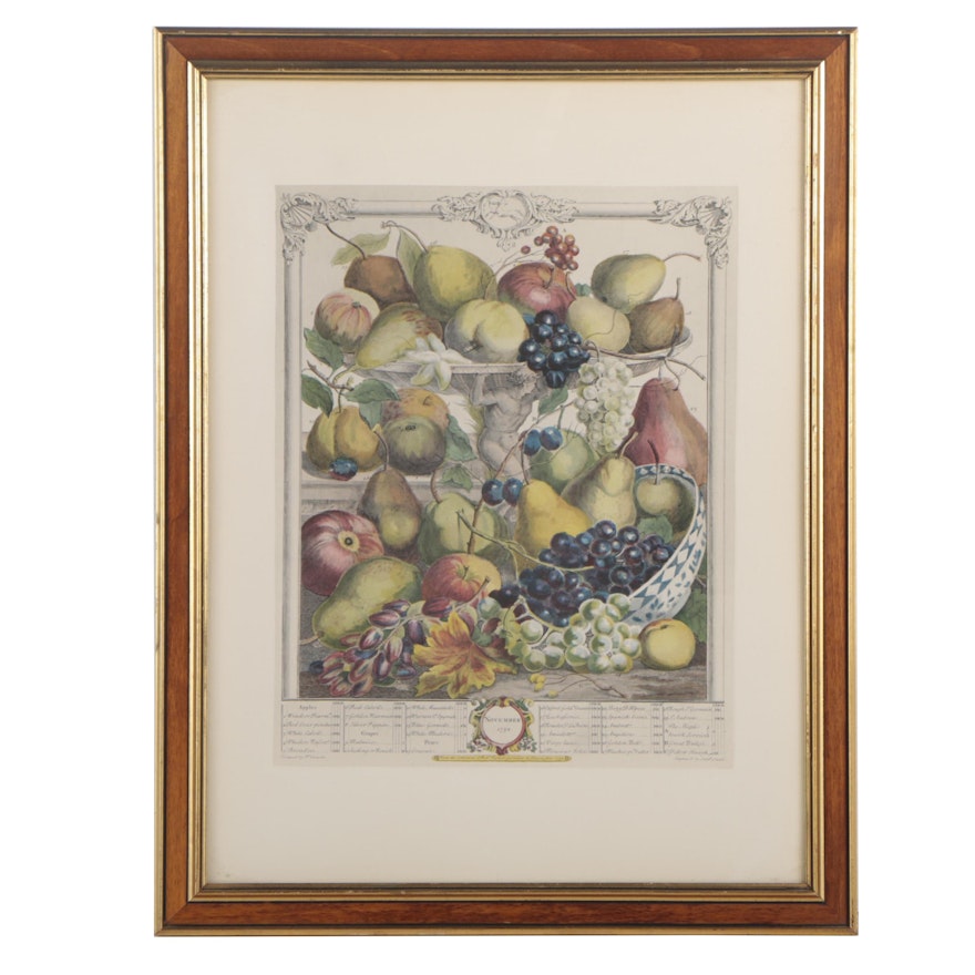 Hand-Colored Lithograph after Engraving "November, From Twelve Months of Fruits"