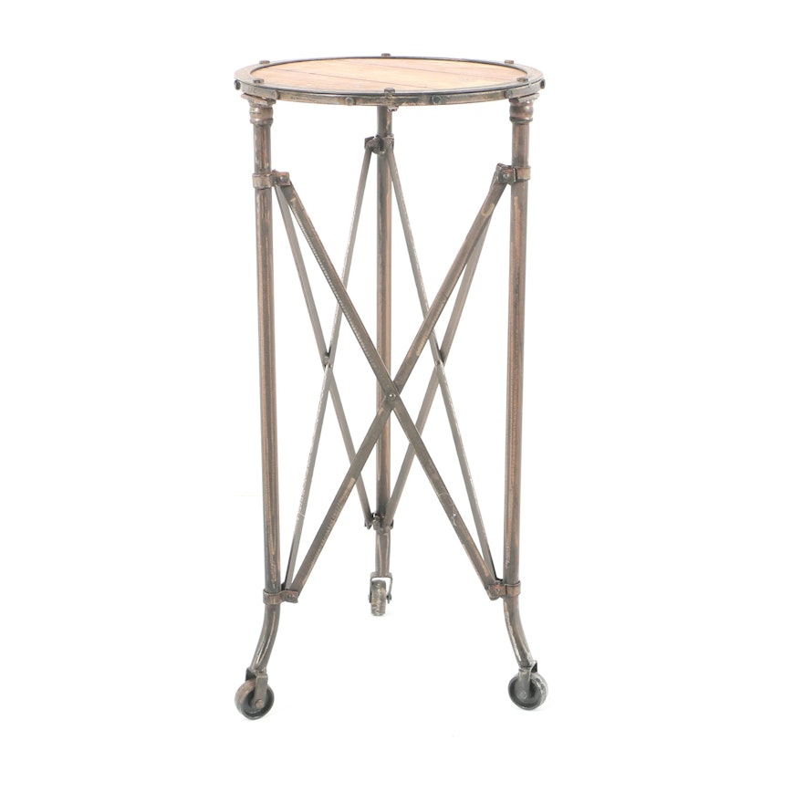 Industrial Style Wood and Metal Accent Table