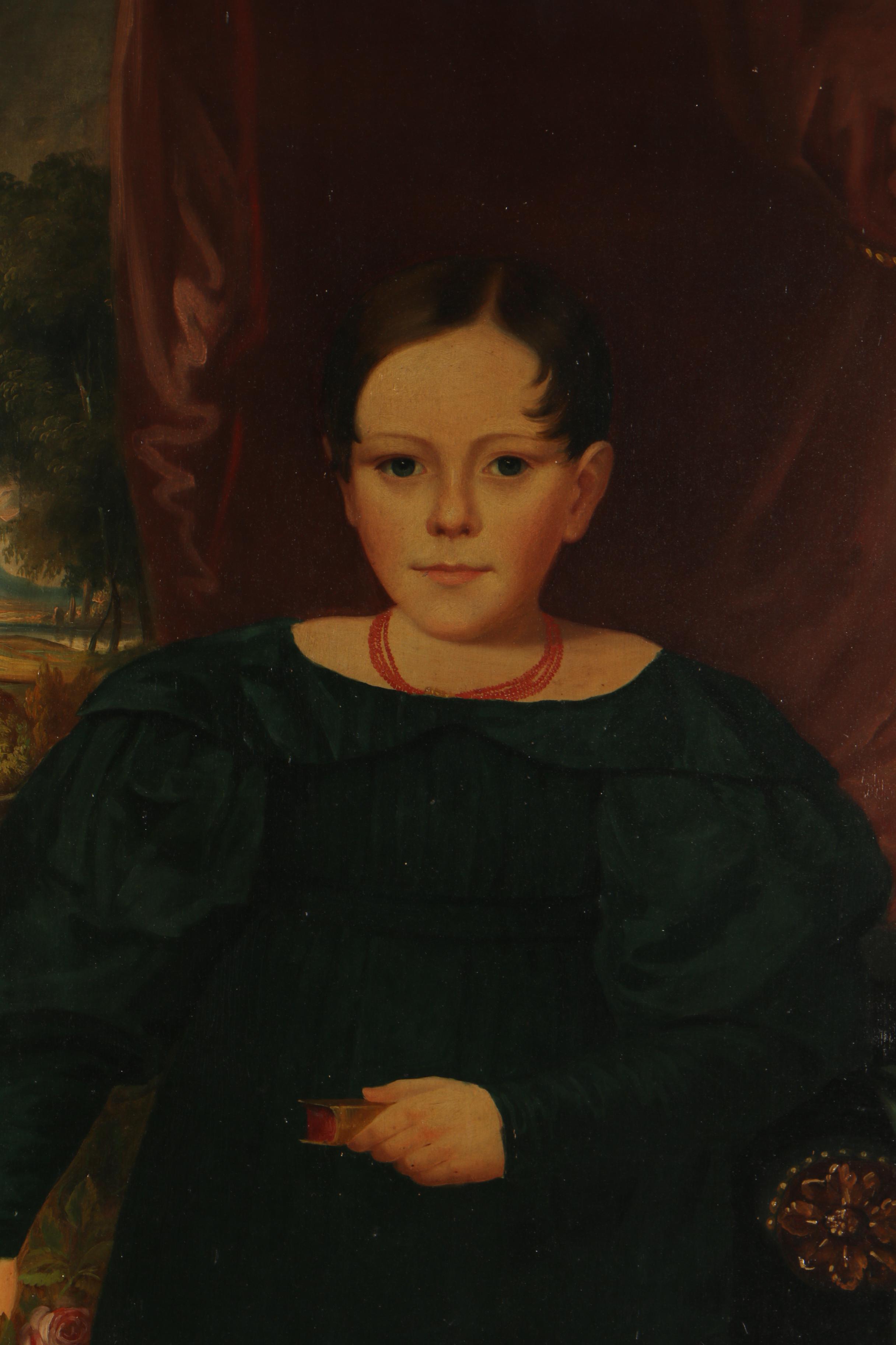 American School, "Portrait of Dorothy Place", Oil on Canvas, Early 19th Century