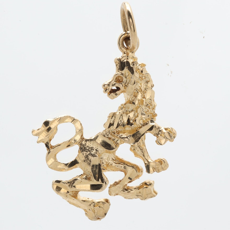 14K Yellow Gold Lion Rampant Pendant