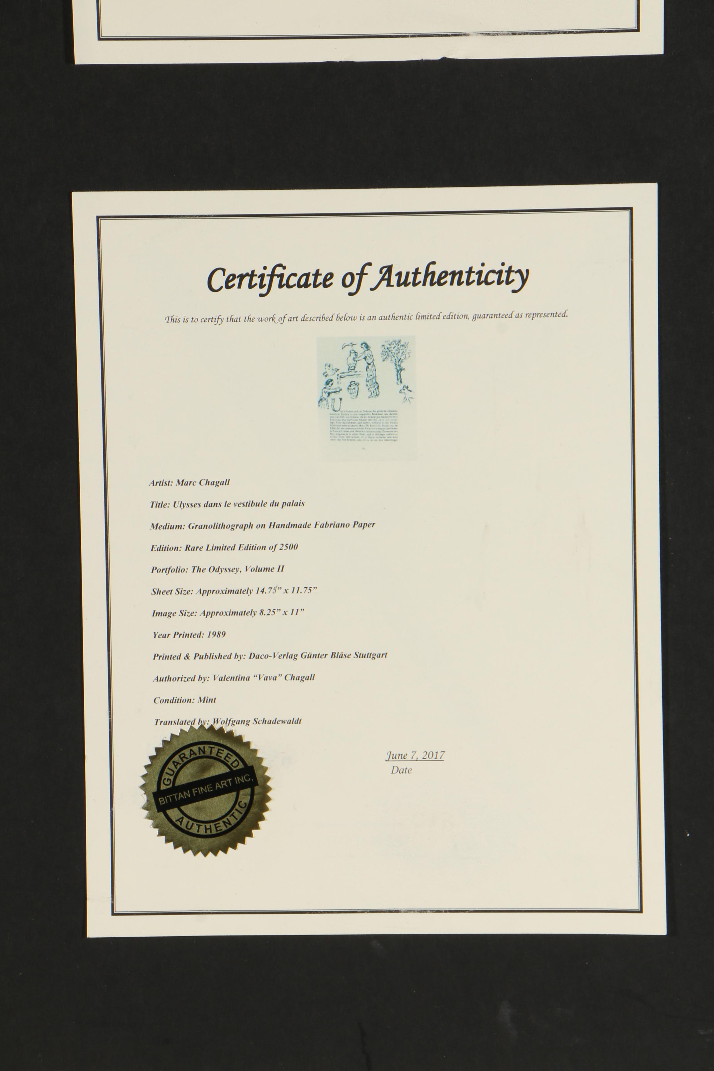 Photomechanical Prints after Marc Chagall from "Homer, L'Odyssée"