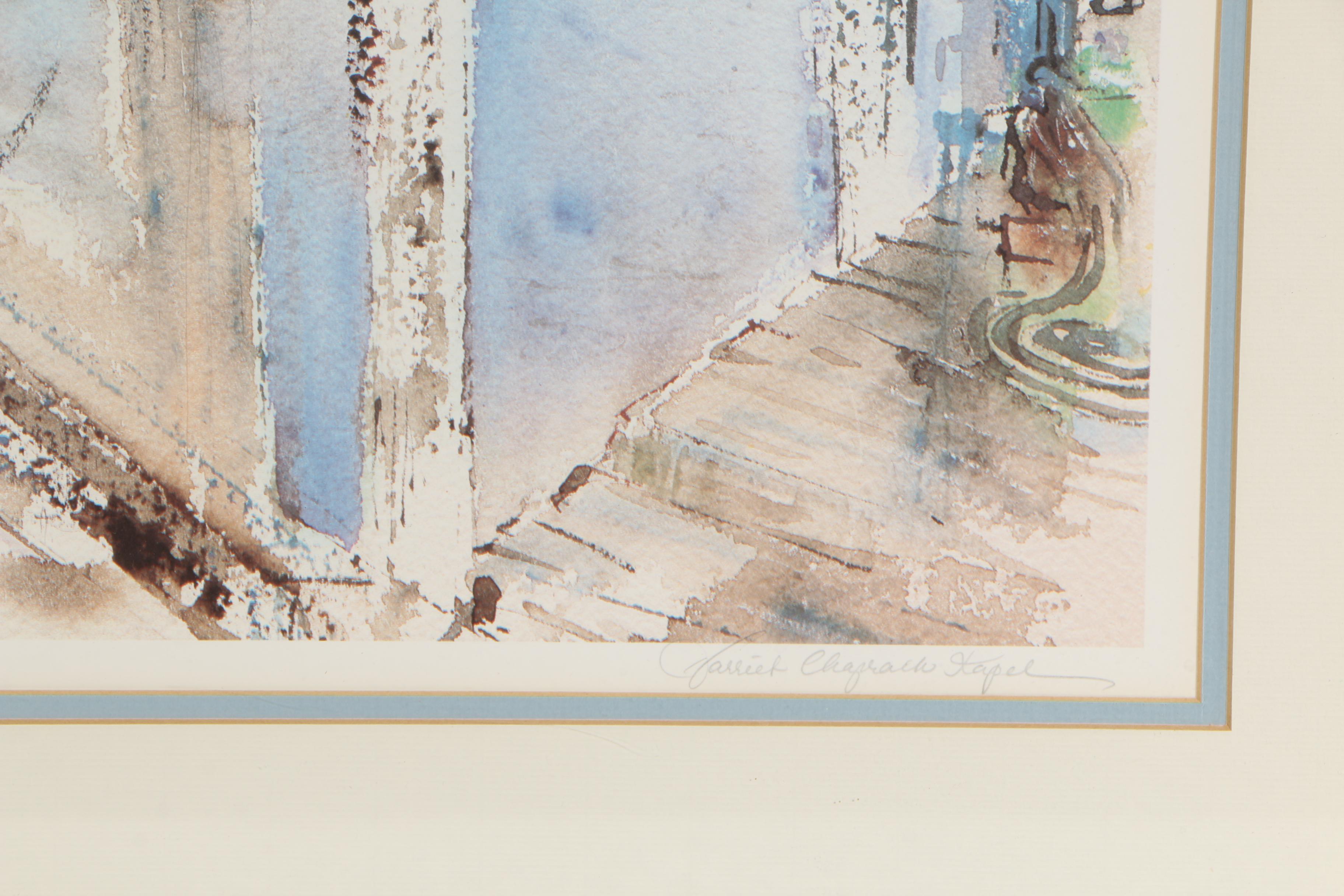 Harriet Chaprack Kapel Artist's Proof Offset Lithograph "Fishing Harbor"