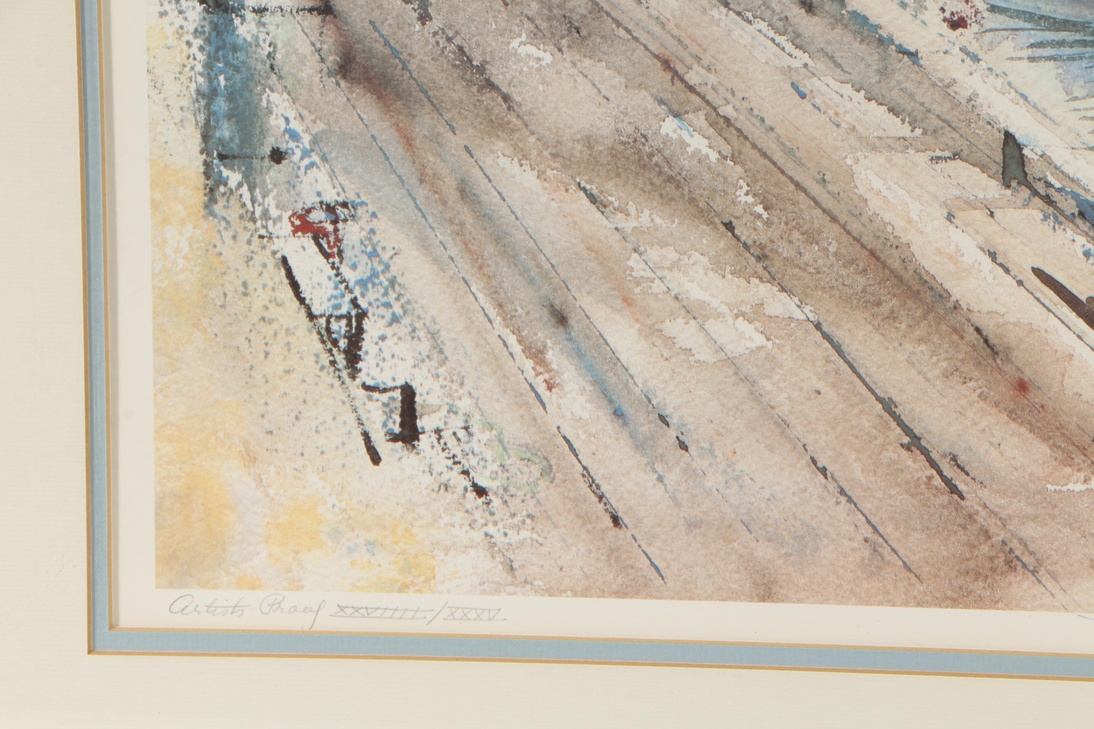 Harriet Chaprack Kapel Artist's Proof Offset Lithograph "Fishing Harbor"