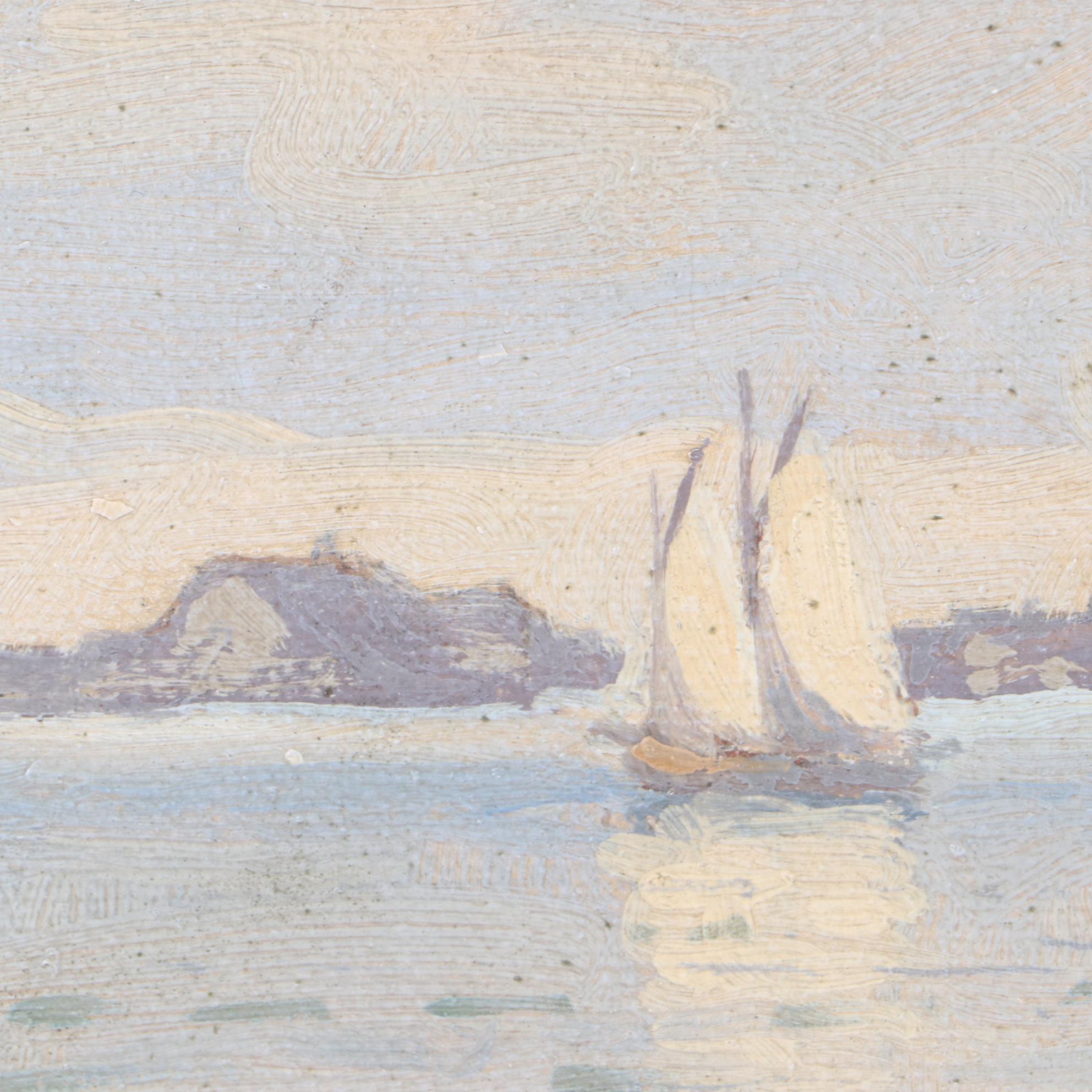 T. Bailey Oil Painting of Harbor Scene