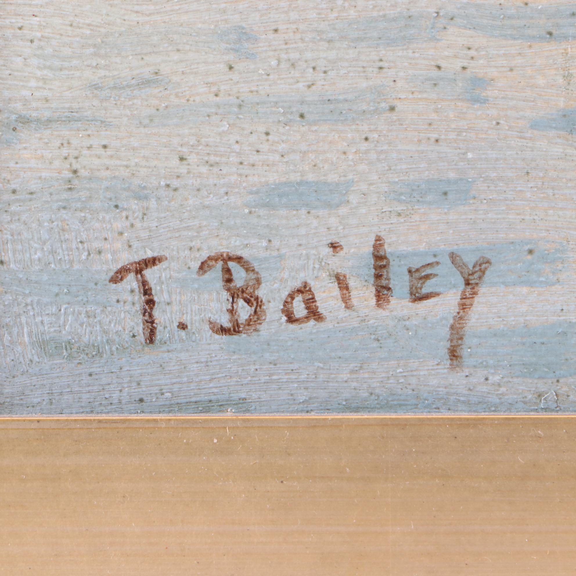 T. Bailey Oil Painting of Harbor Scene