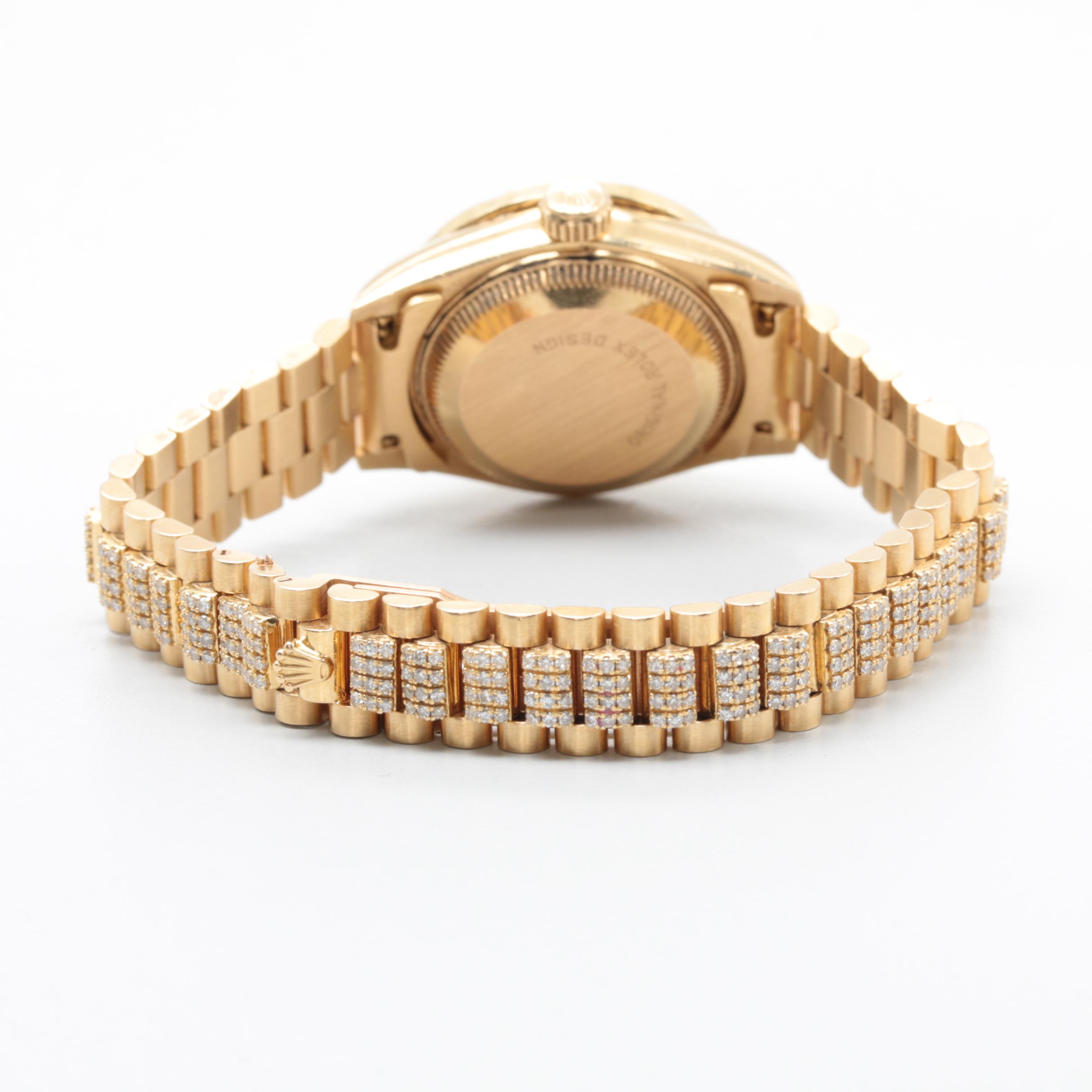 Rolex Datejust 18K Yellow Gold 3.01 CTW Diamond and Emerald Watch