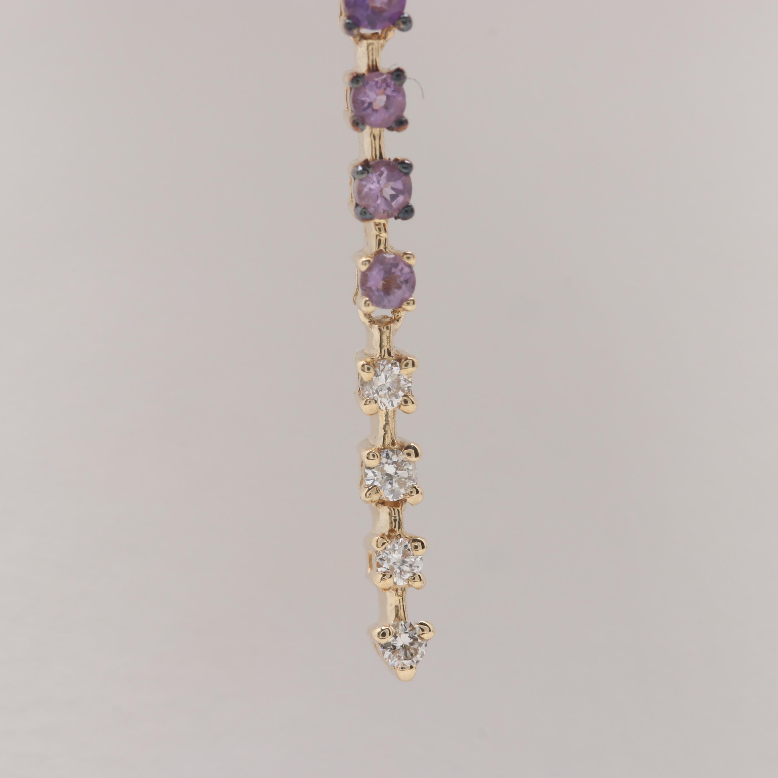 14K Yellow Gold Amethyst and Diamond Earrings