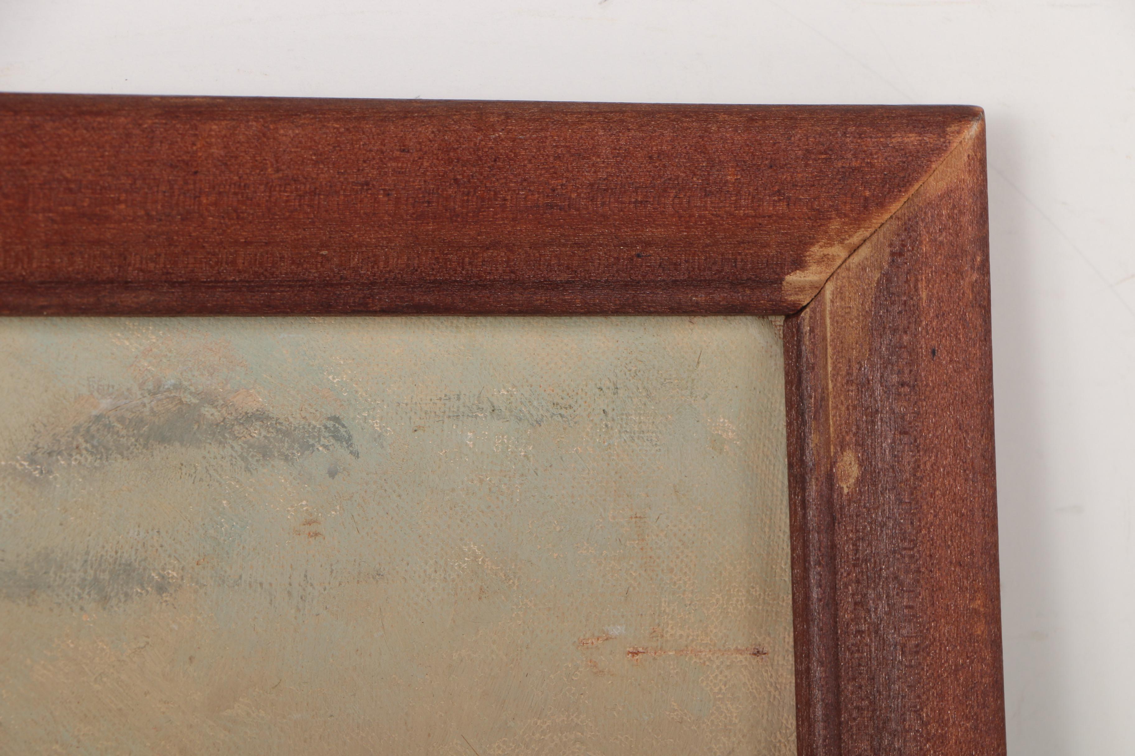 June Baker Winter Scene Oil Painting