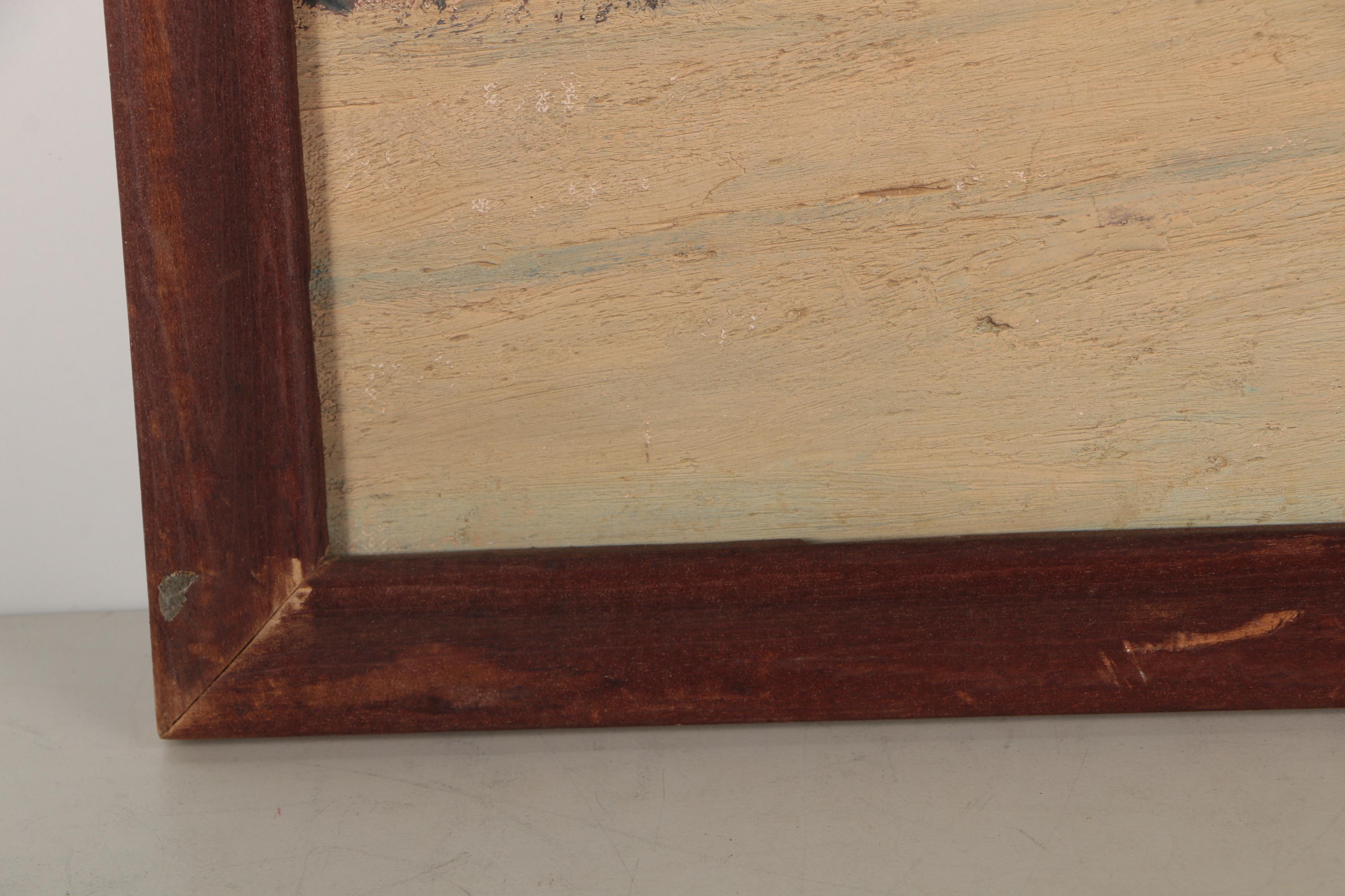 June Baker Winter Scene Oil Painting