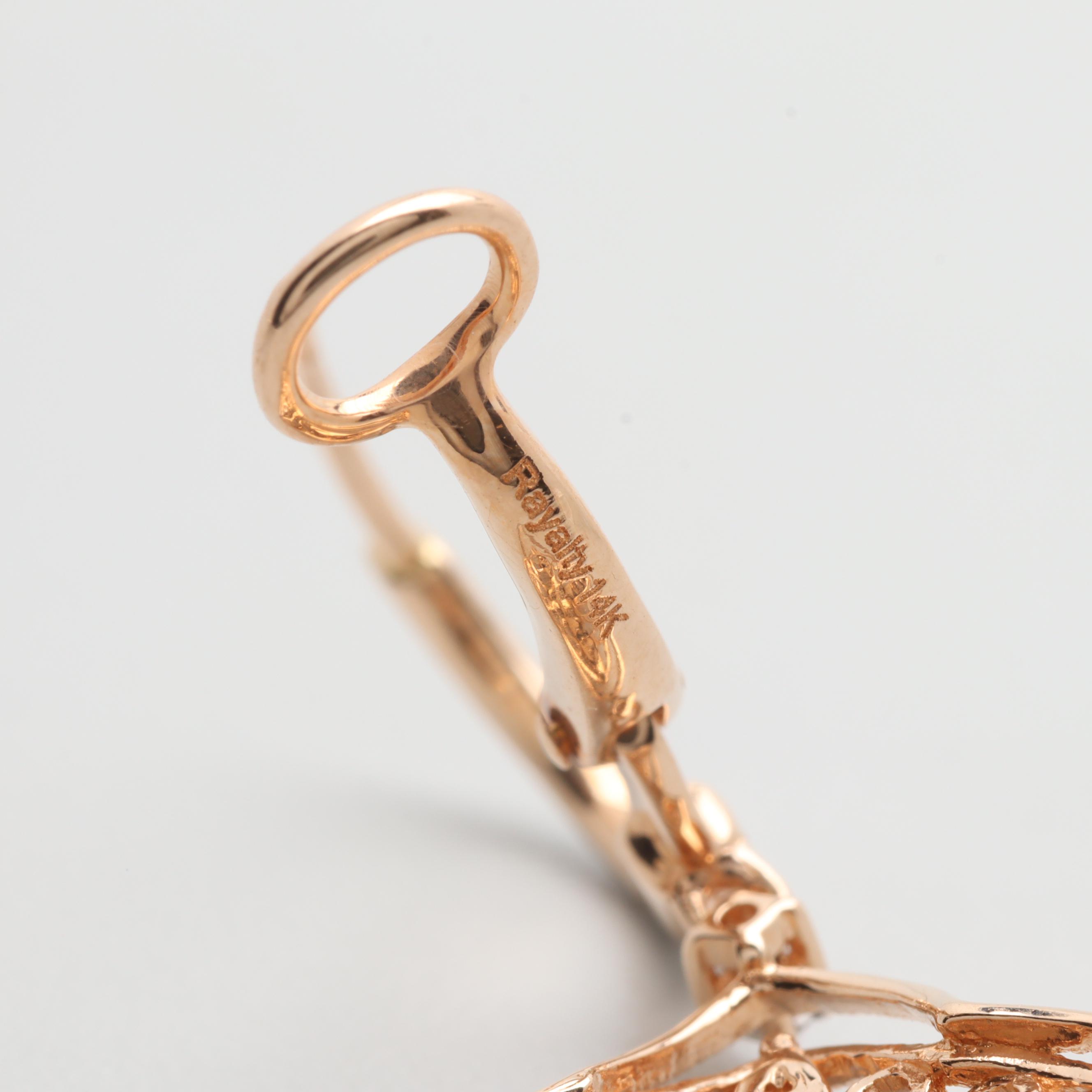 14K Rose Gold Diamond Dangle Earrings