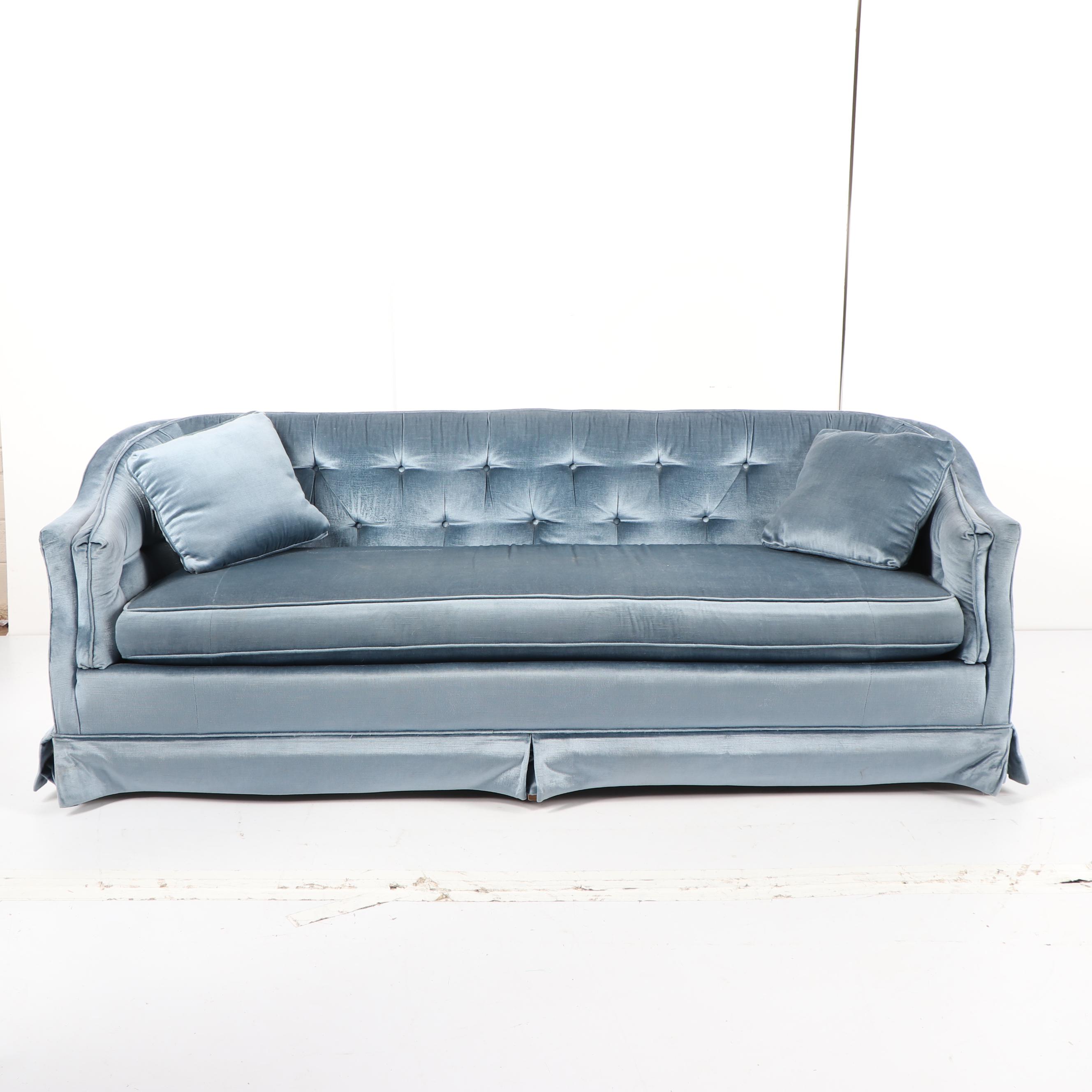 Vintage Mid-Century Blue Upholstered Sofa by Drexel