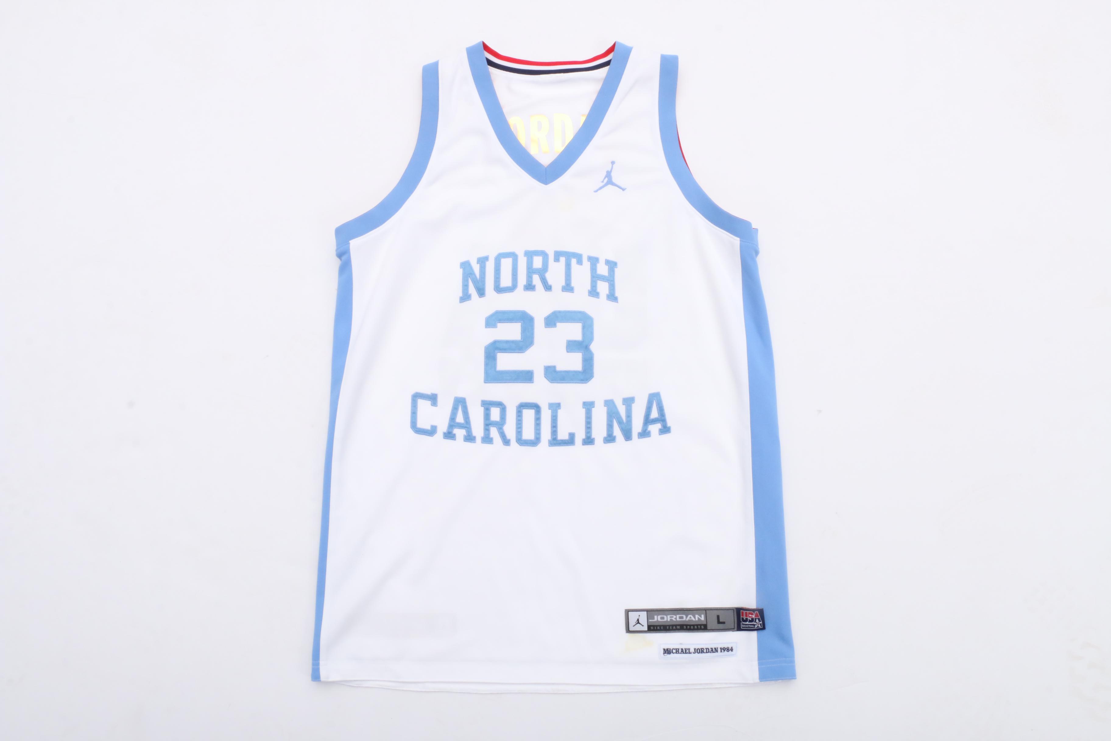 Six NBA and NCAA Basketball Jerseys Including North Carolina Michael Jordan