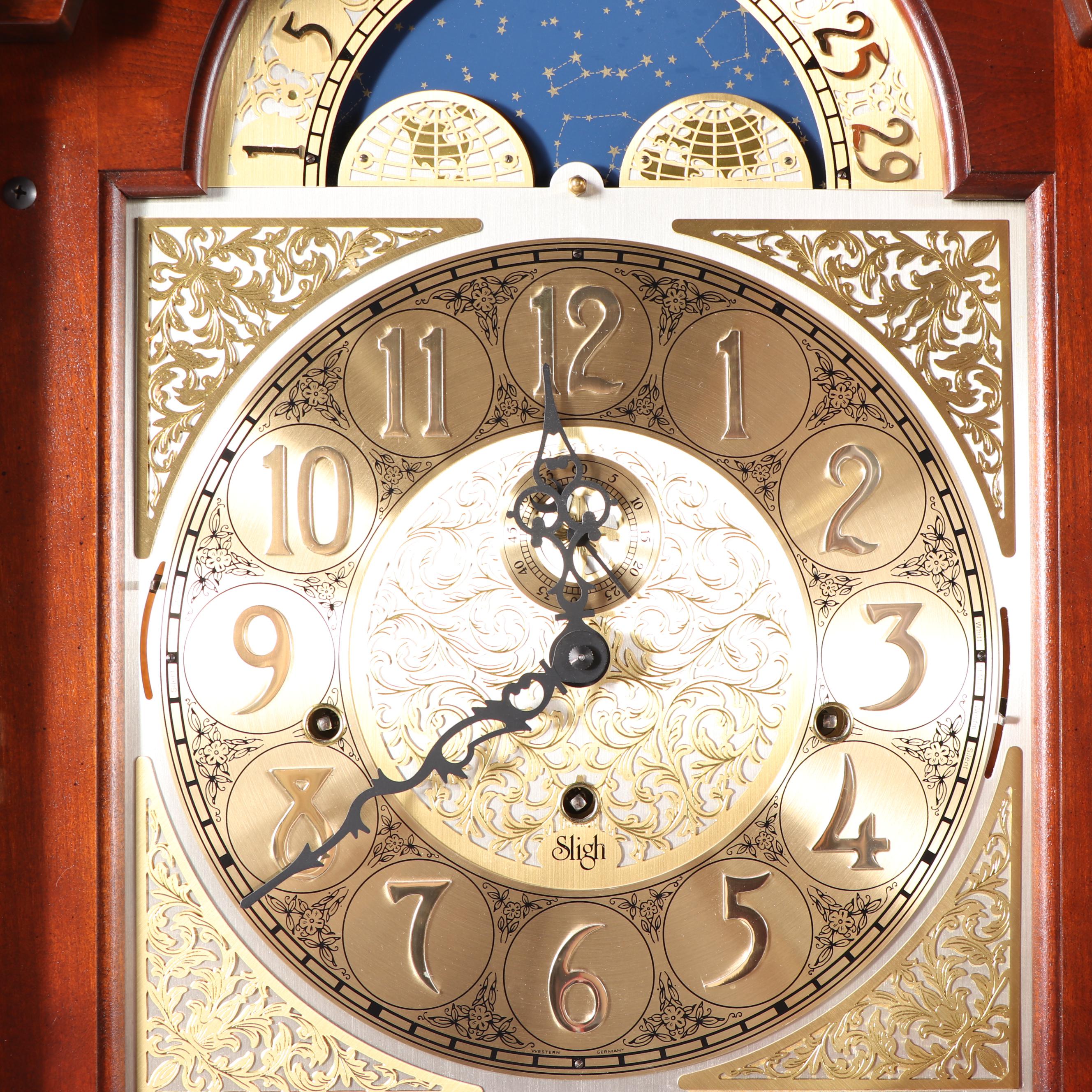 Sligh Grandfather Clock with Moon Phase Dial
